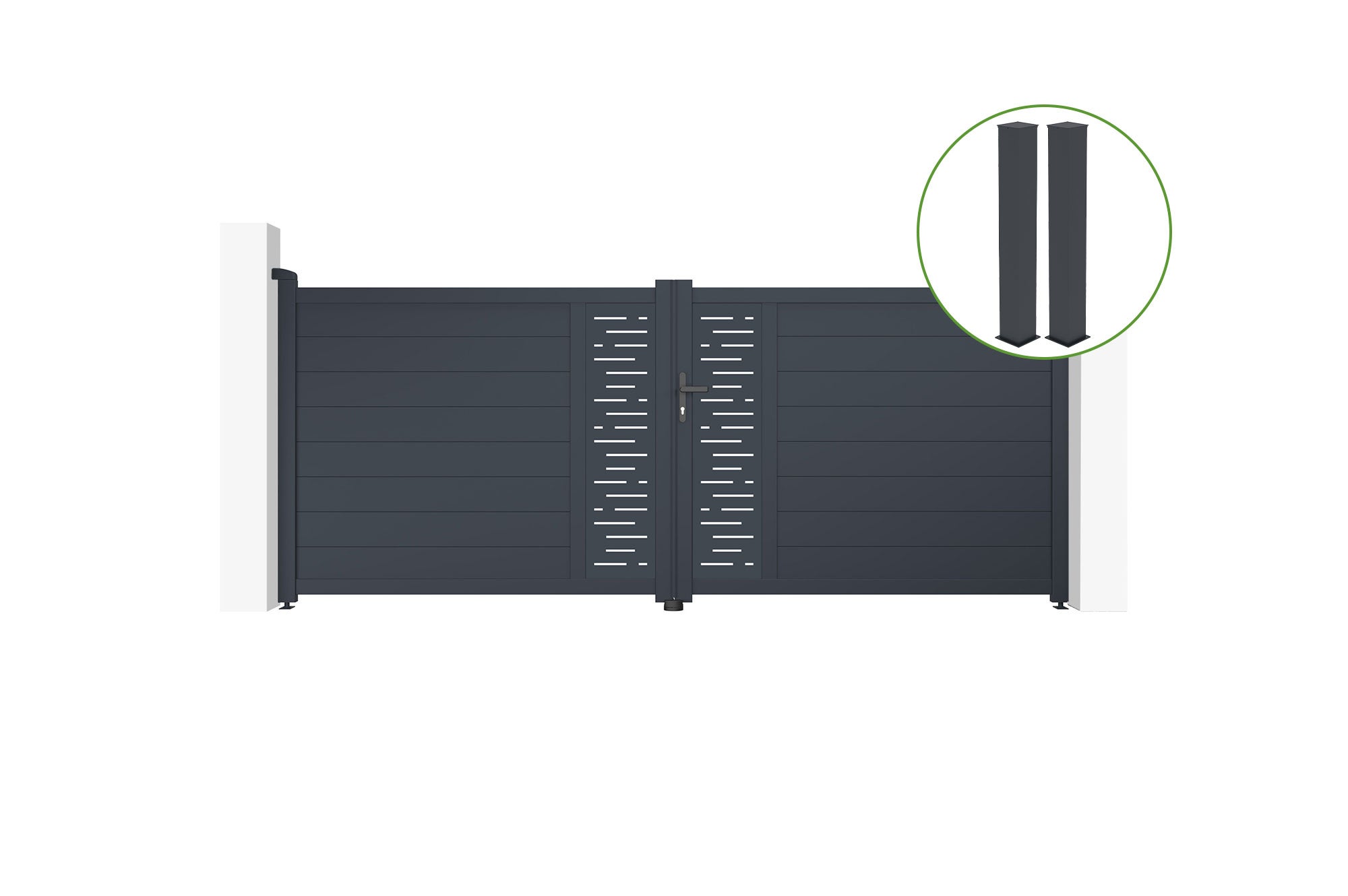 Brama skrzydłowa 3,5m ARLBERG wys. 140cm aluminium szare + 2 słupki 20x20cm wys.