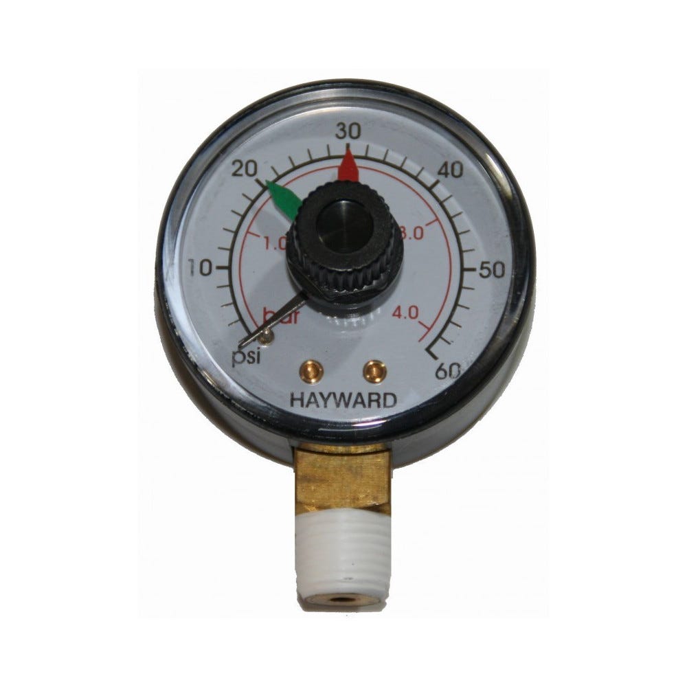 Manomètre Pression Eau 0-3 Bar - Filetage 1/4 Pouce - Pour Piscine, Filtre à Sable, Aquariums, Bassins