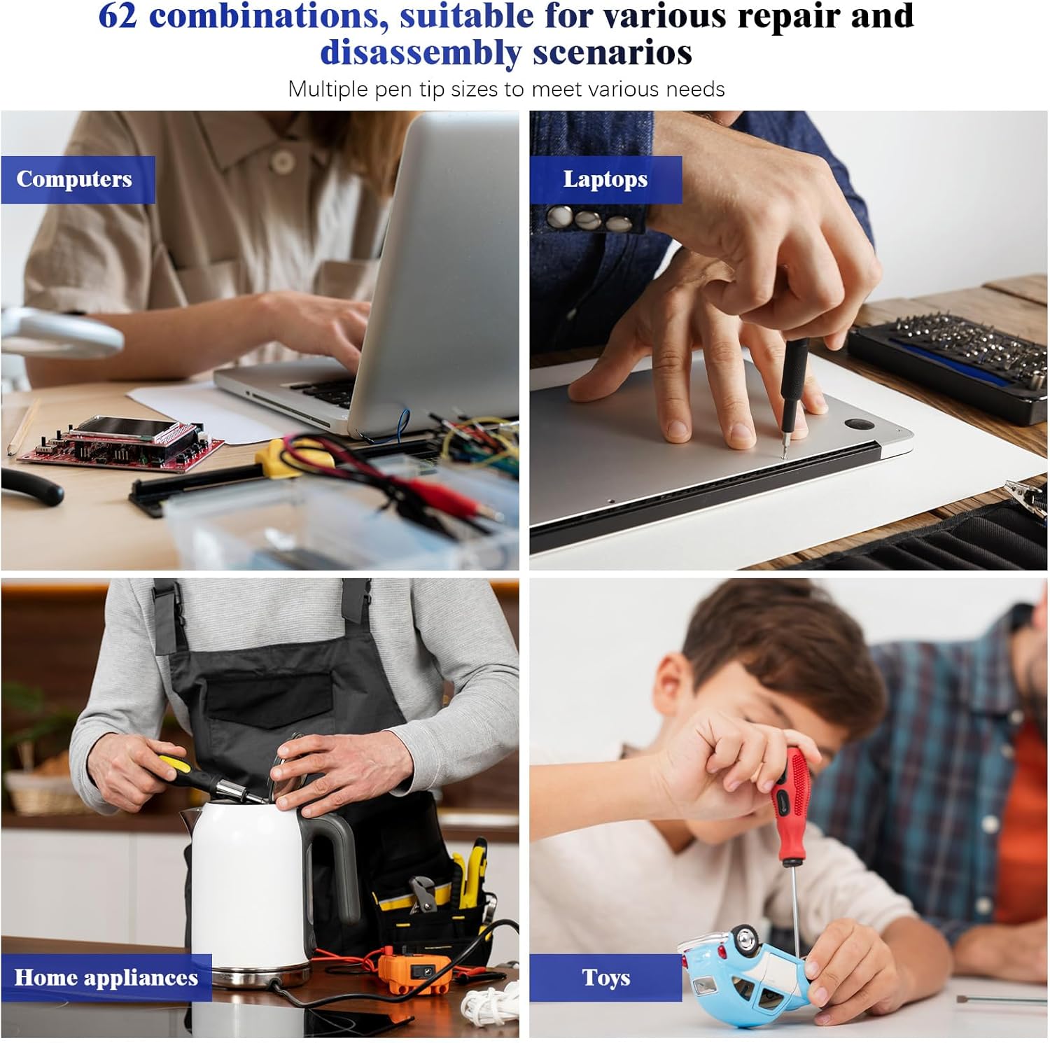 Coffret de tournevis de précision 62 pièces, embouts magnétiques et poignée antidérapante - Kit professionnel pour l'électronique et le bricolage. - 7