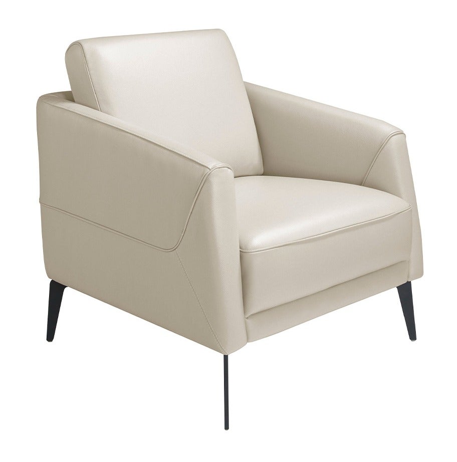 Sillón keylane de piel beige y patas de acero negro.-color aqua 82 topo