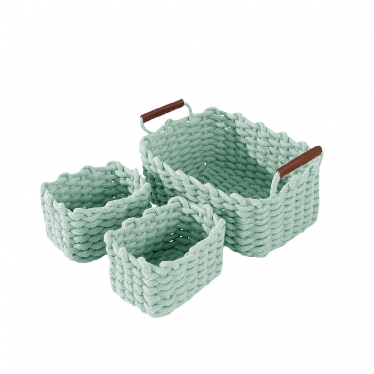 Coș de depozitare din frânghie de bumbac, organizatoare decorative dreptunghiulare naturale pentru camera bebelușului, sufragerie, verde