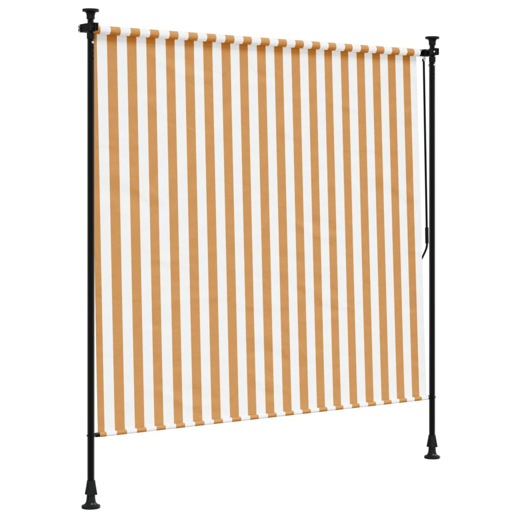 Store roulant d'extérieur orange et blanc 150x270cm tissu acier - 5