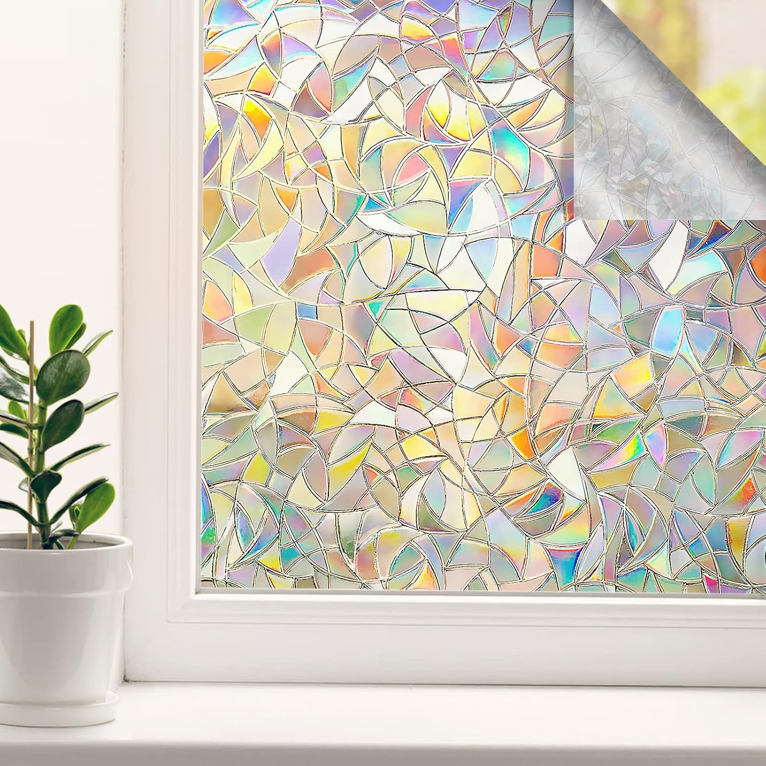 Folia okienna zapewniająca prywatność, tęczowa folia okienna, elektrostatyczna folia okienna mozaikowa, 45 x 100 cm, ekran prywatności odpowiedni do k