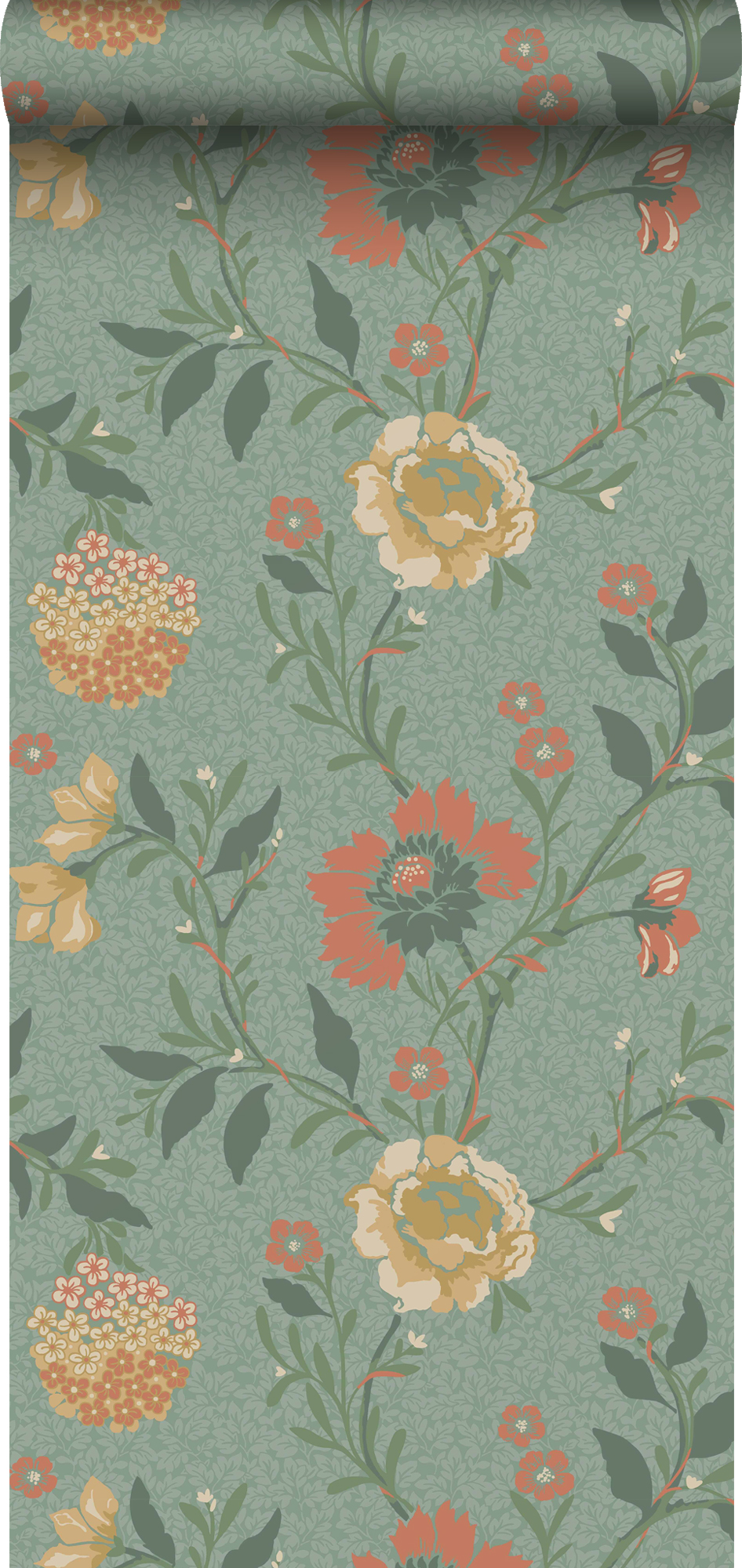 Tapeta kwiaty zielonym - 53 cm x 10.05 m - DURO