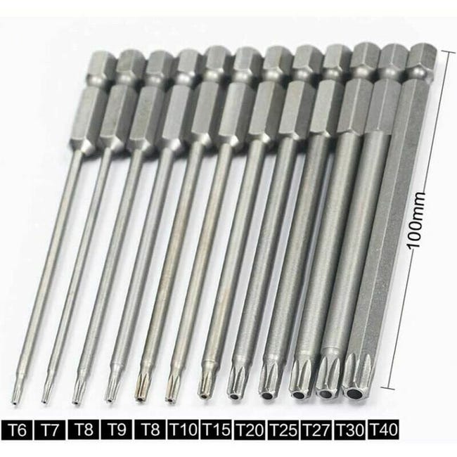 Embout de tournevis Torx 150mm 1/4 pouces, tige hexagonale de précision, embouts de tournevis magnétiques puissants T8/T10/T15/T20/T25/T27/T30/T40 1420 Embout de tournevis Torx 150mm 1/4 pouces, tige hexagonale de précision, embouts de tournevis magnétiques puissants T8/T10/T15/T20/T25/T27/T30/T40 1420