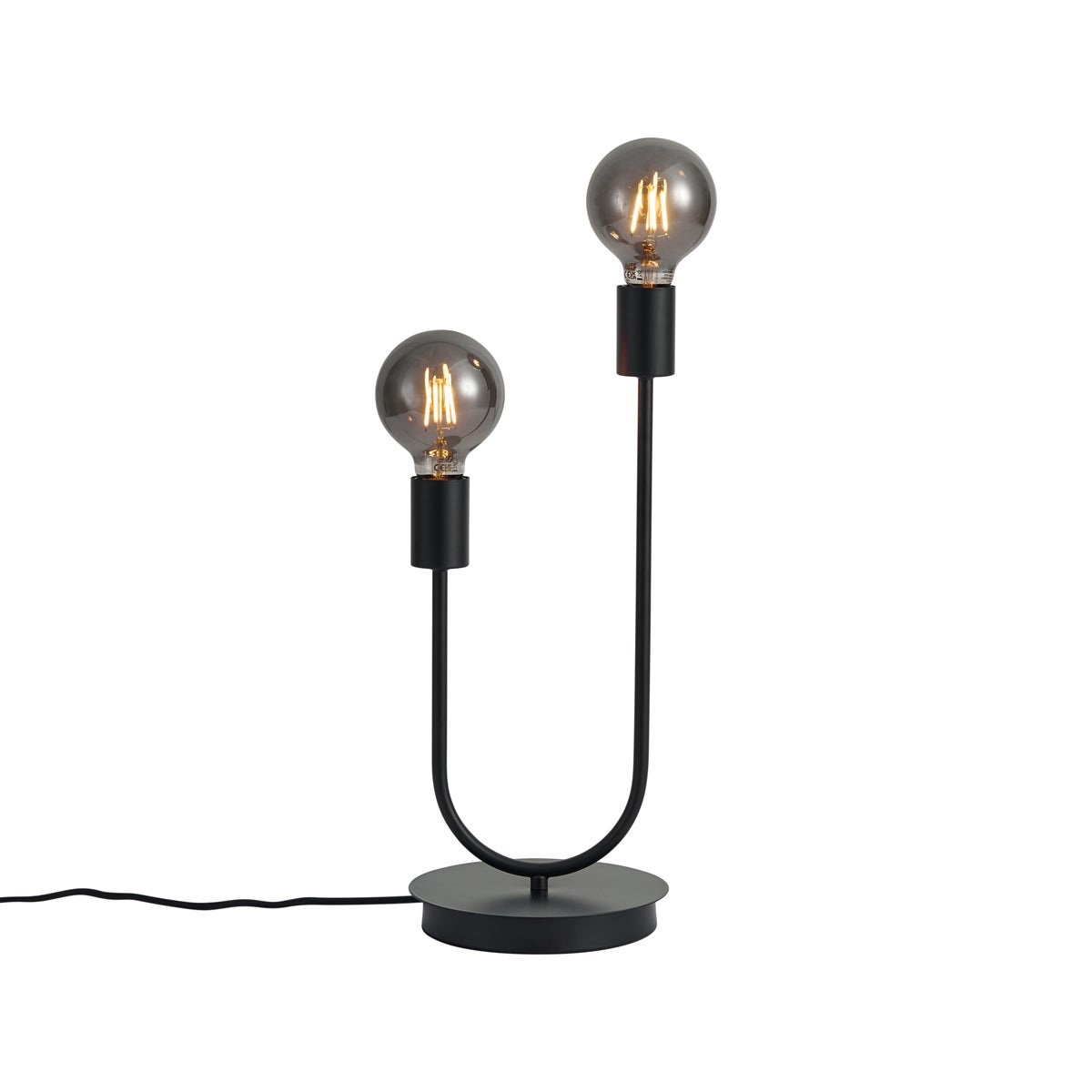 Qazqa artdeco lampa stołowa - Tuning - czarny, okrągły, max. 15w, e27, 46.5cm, IP20 oświetlenie wewnętrzne