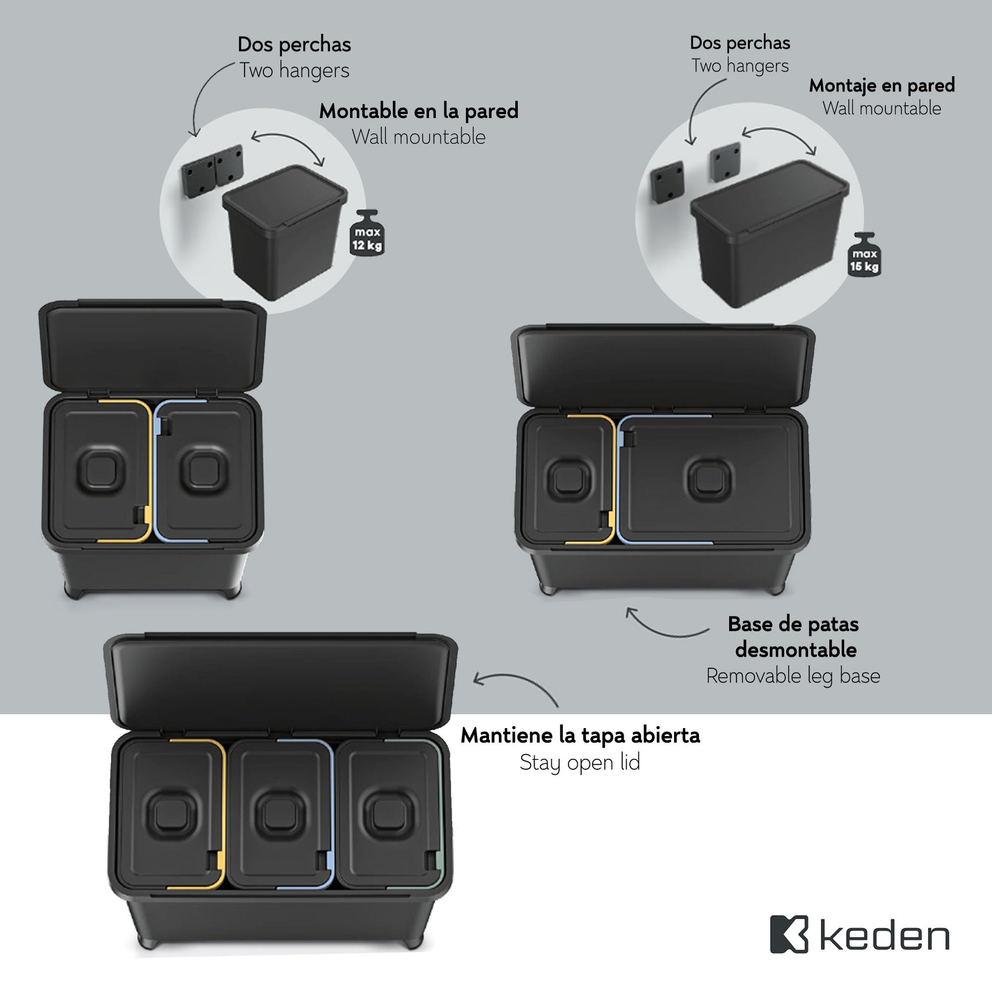Sistema di classificazione del riciclaggio1x10L + 1x23l Keden - 6