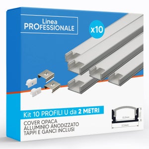 Profilo In Alluminio Per Strisce LED Calpestabile LP4010 - 2 Mt Con Cover Opaca