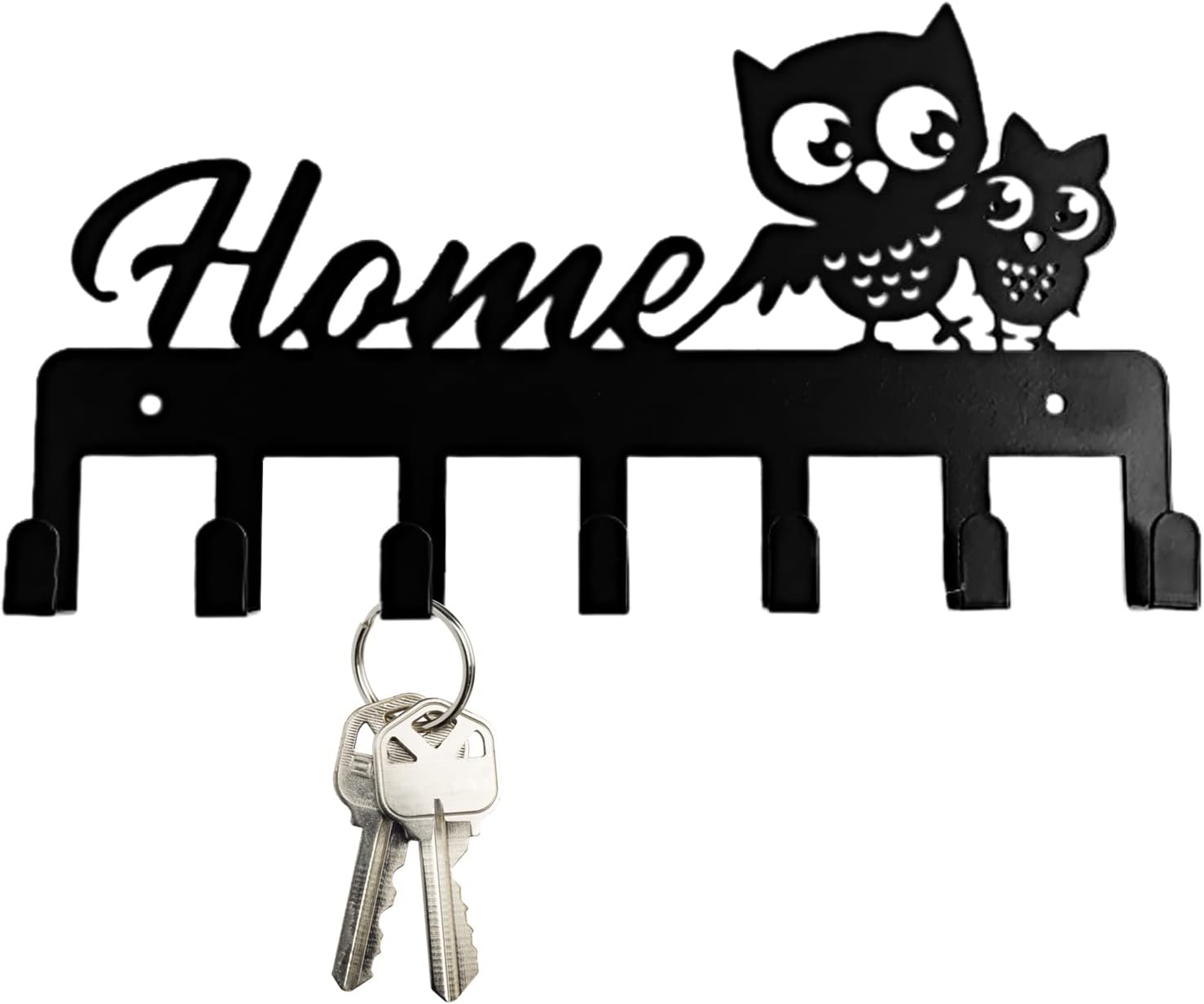 Wieszak na klucze ścienny metalowy wieszak w kształcie sów w kolorze czarnym dekoracyjny z haczykami na ścianę przedpokoju korytarza biura drzwi Dom