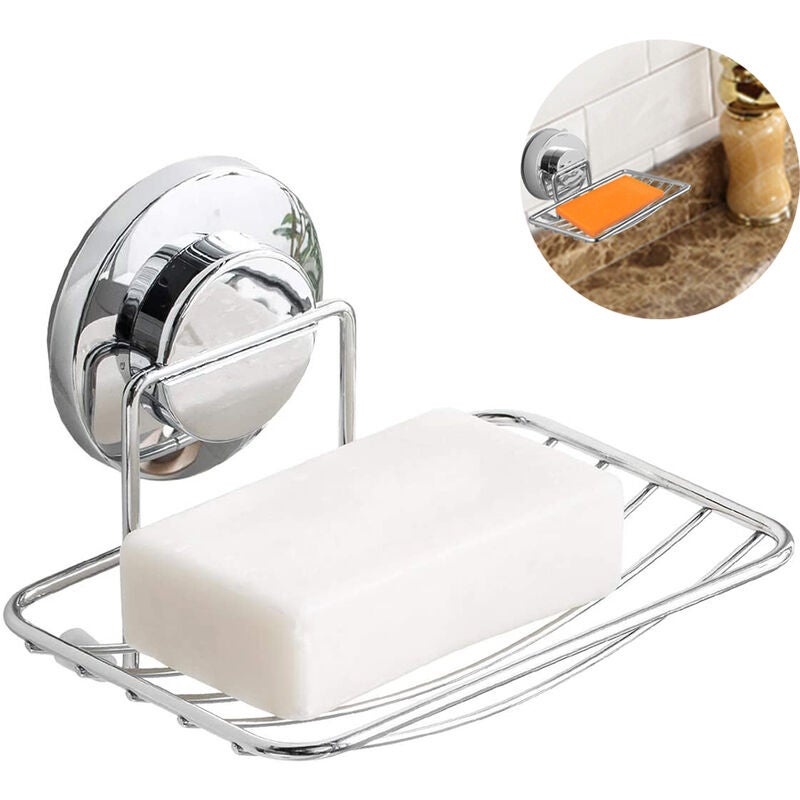 Ventouse super résistante à une seule couche - Porte-éponge robuste en acier inoxydable adapté à la salle de bain et à la cuisine - 2