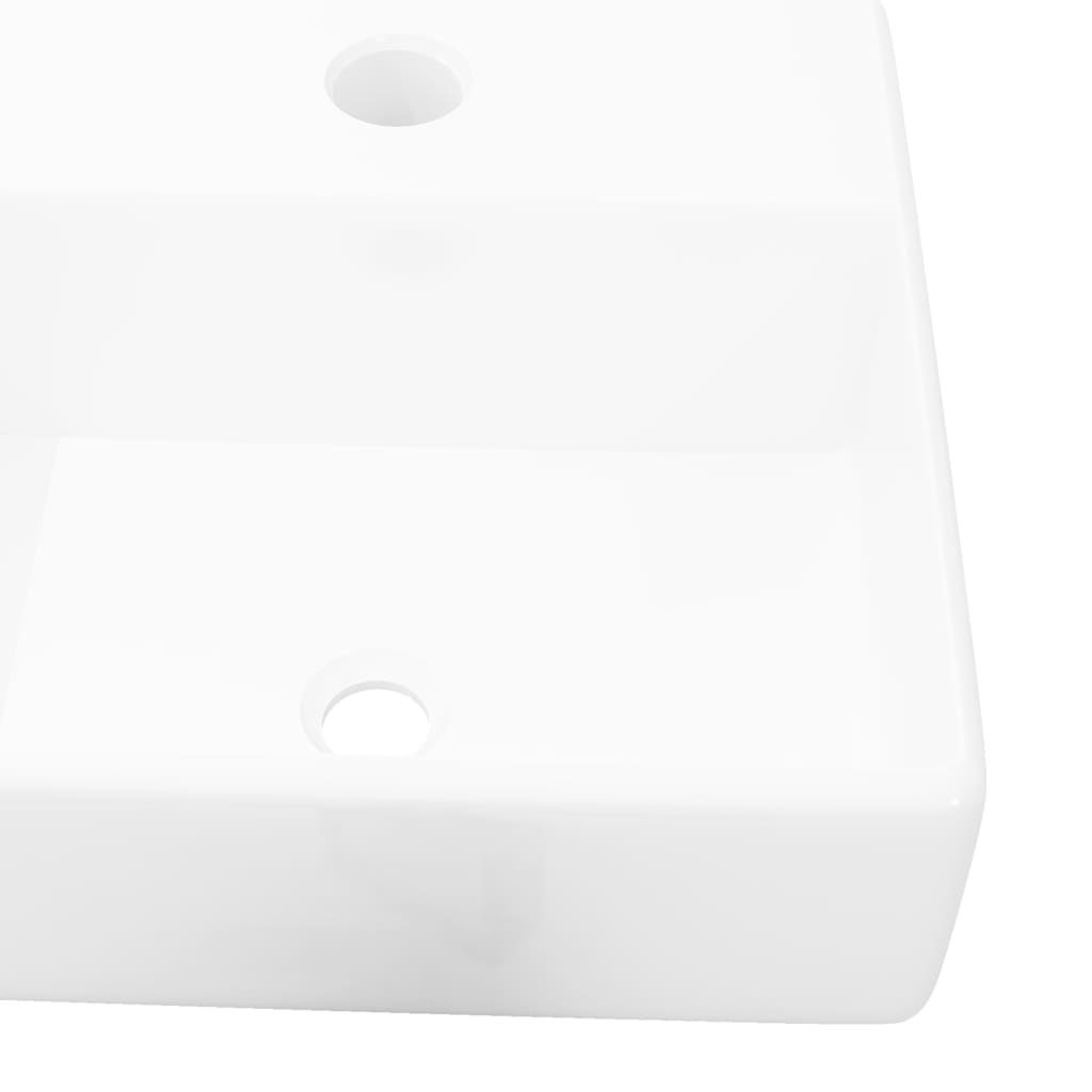 Lavabo carré à trou pour robinet Céramique Blanc vidaXL - 5