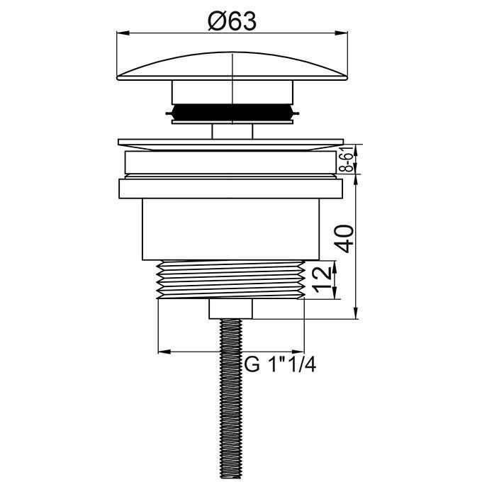 Wirquin Bonde Lavabo universelle laiton Quick-Clac or brossé - 2