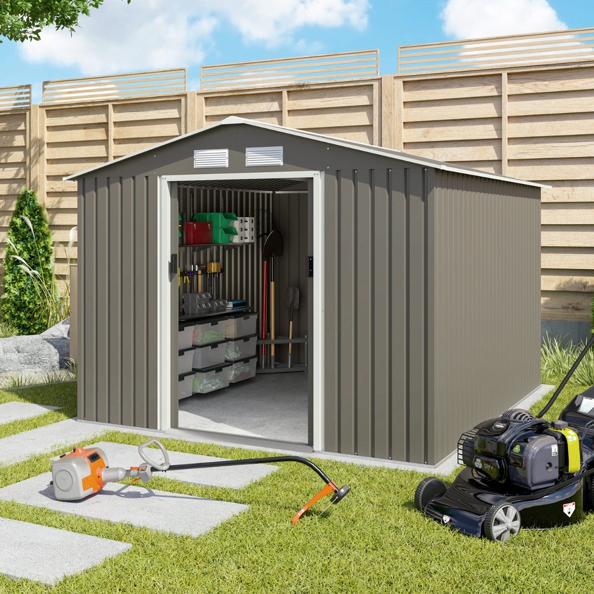 Abri de jardin métal 7,30 m2 + kit d'ancrage Leroy Merlin — free download