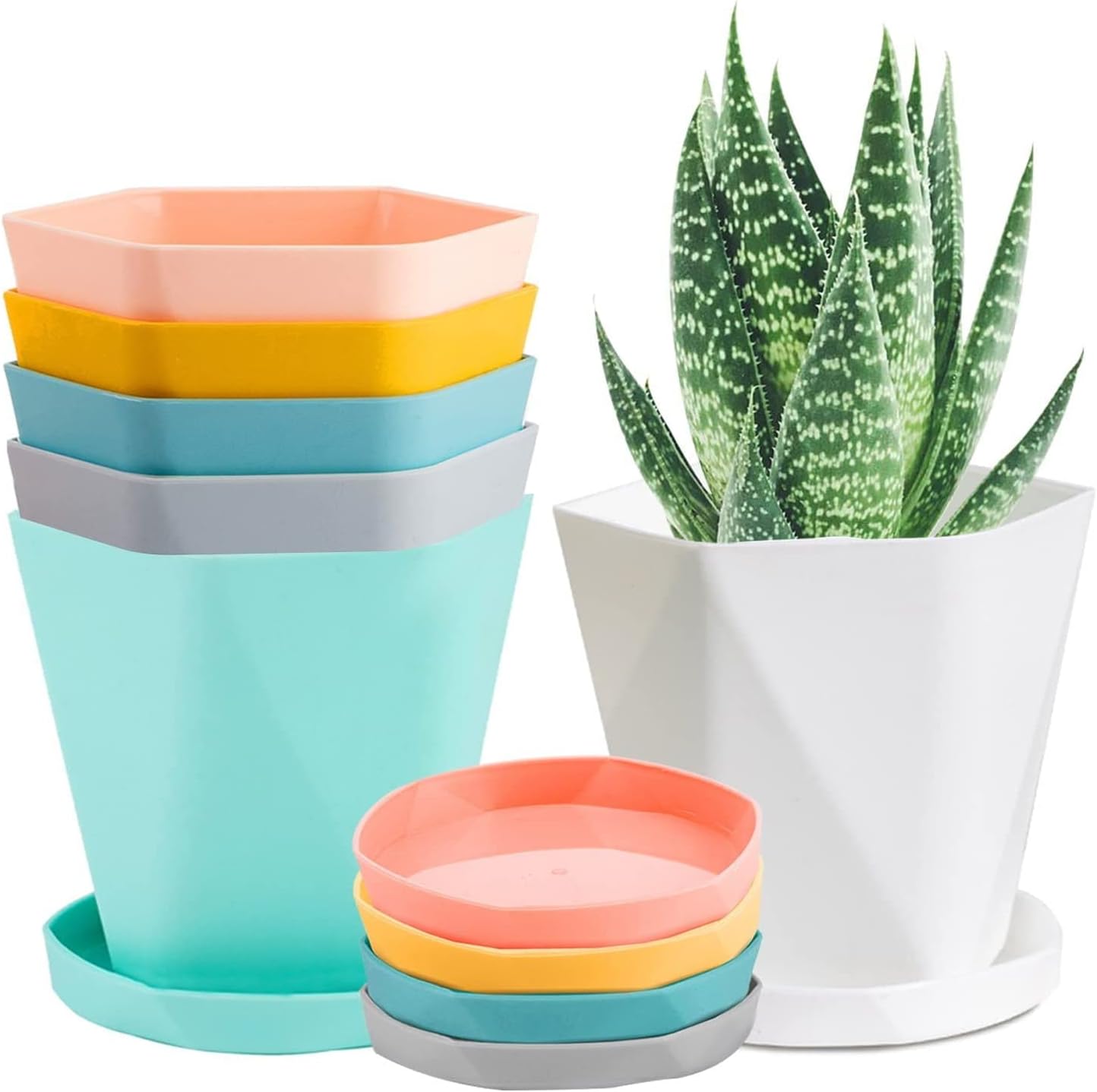 6-częściowe plastikowe doniczki na kwiaty, 13 cm kolorowa doniczka na kwiaty, doniczka do sadzonek z systemem kontroli korzeni, doniczki ogrodowe w st