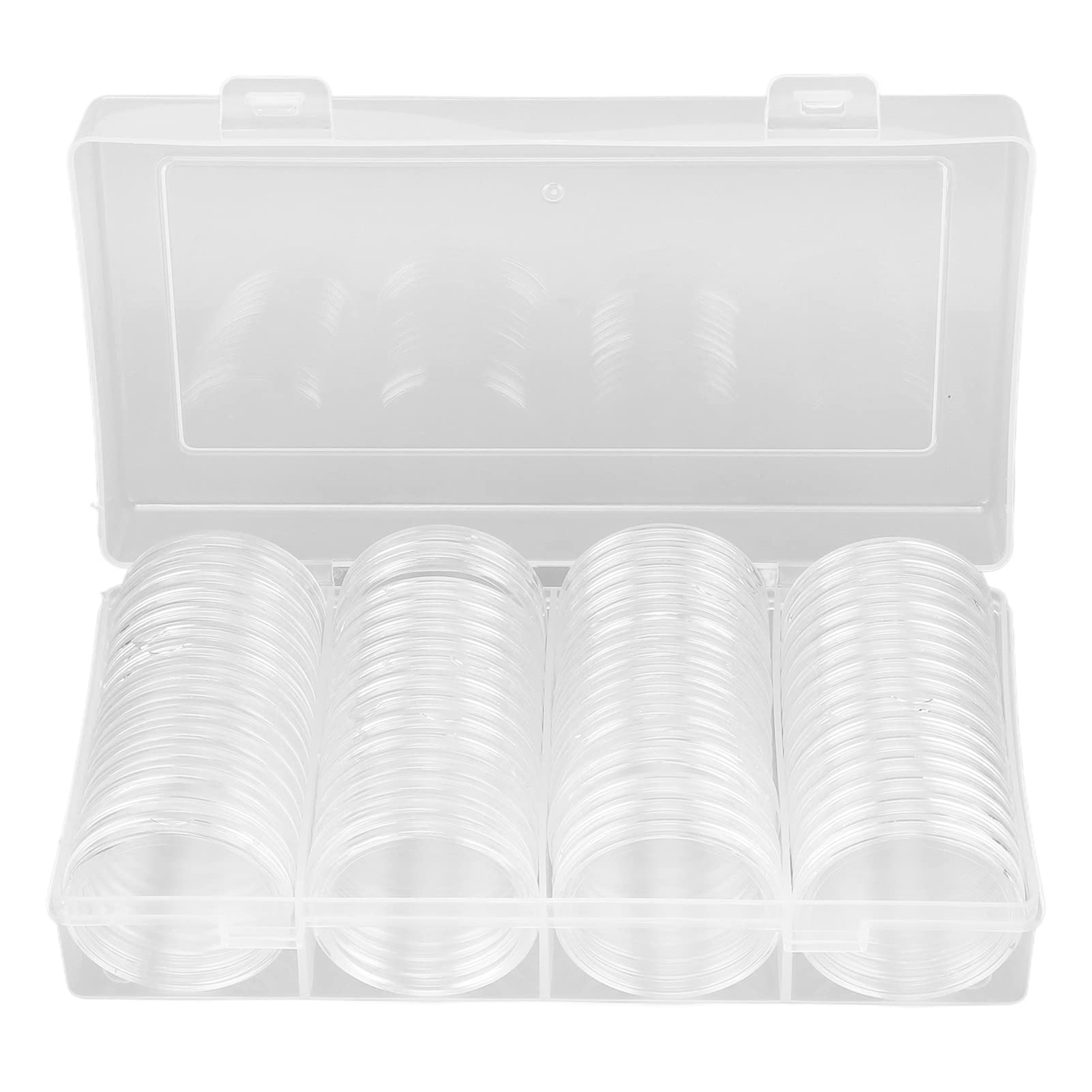 Lot de 100 capsules rondes transparentes en plastique for pièces de monnaie, 16/18/20/21/23/24/26/28/30/33/38 mm(Dia 16mm