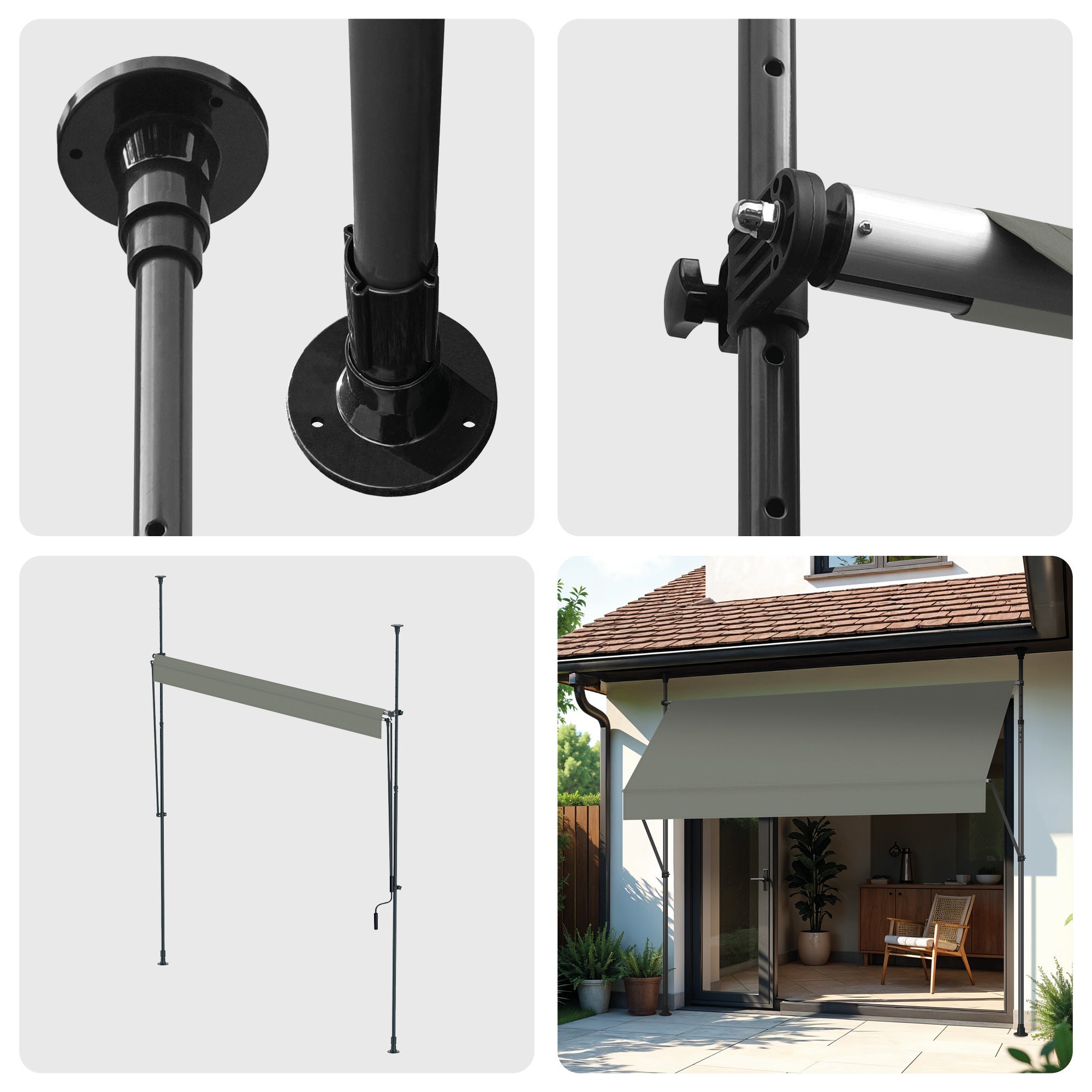 Wasabi - Toldo Cityline Cinza – Portátil 3x1,2m, Ajustável, Proteção UV, Sem Perfuração, Jardim, Varanda - 7