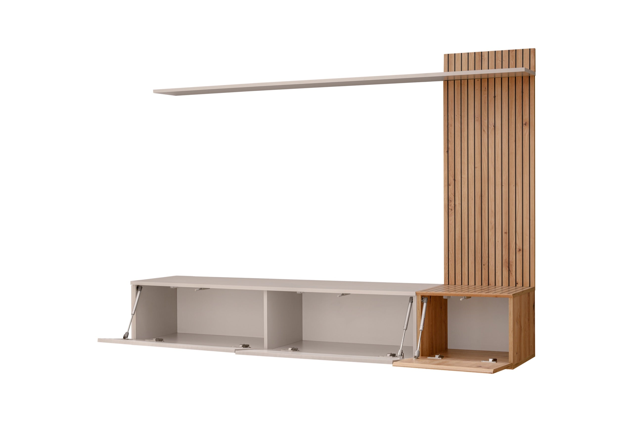 Parete attrezzata sospesa moderna cashmere e rovere 180x130 PAP152 - 3