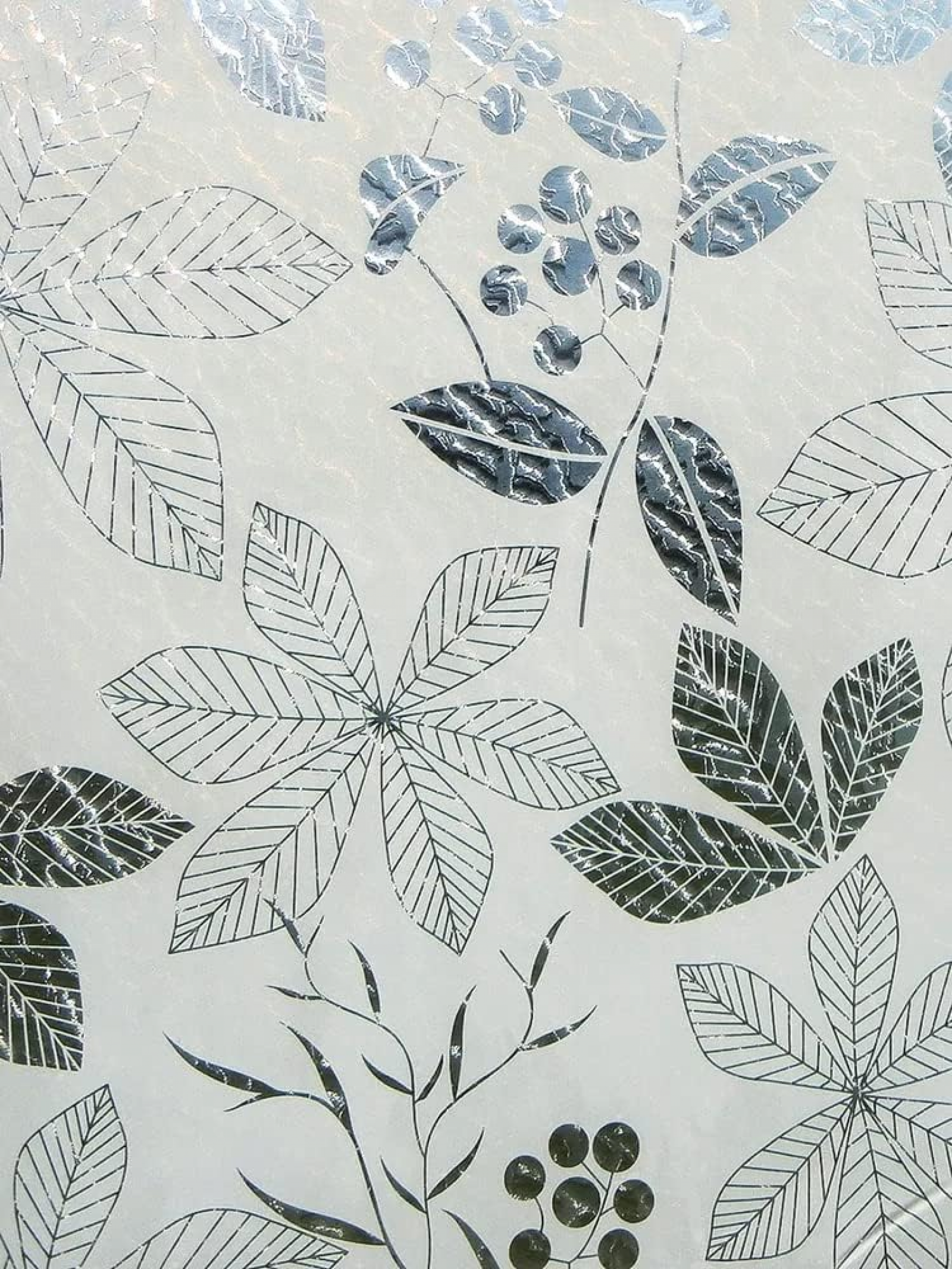 Folia okienna zapewniająca prywatność, folia na szkło mrożone, klej anty-UV, 45 cm x 200 cm (nadruk liści)