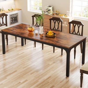 CLIPOP Tavolo Da Pranzo Rettangolare 120x80 Cm – Effetto Quercia, Gambe In Metallo Industriale, 4-6 Posti