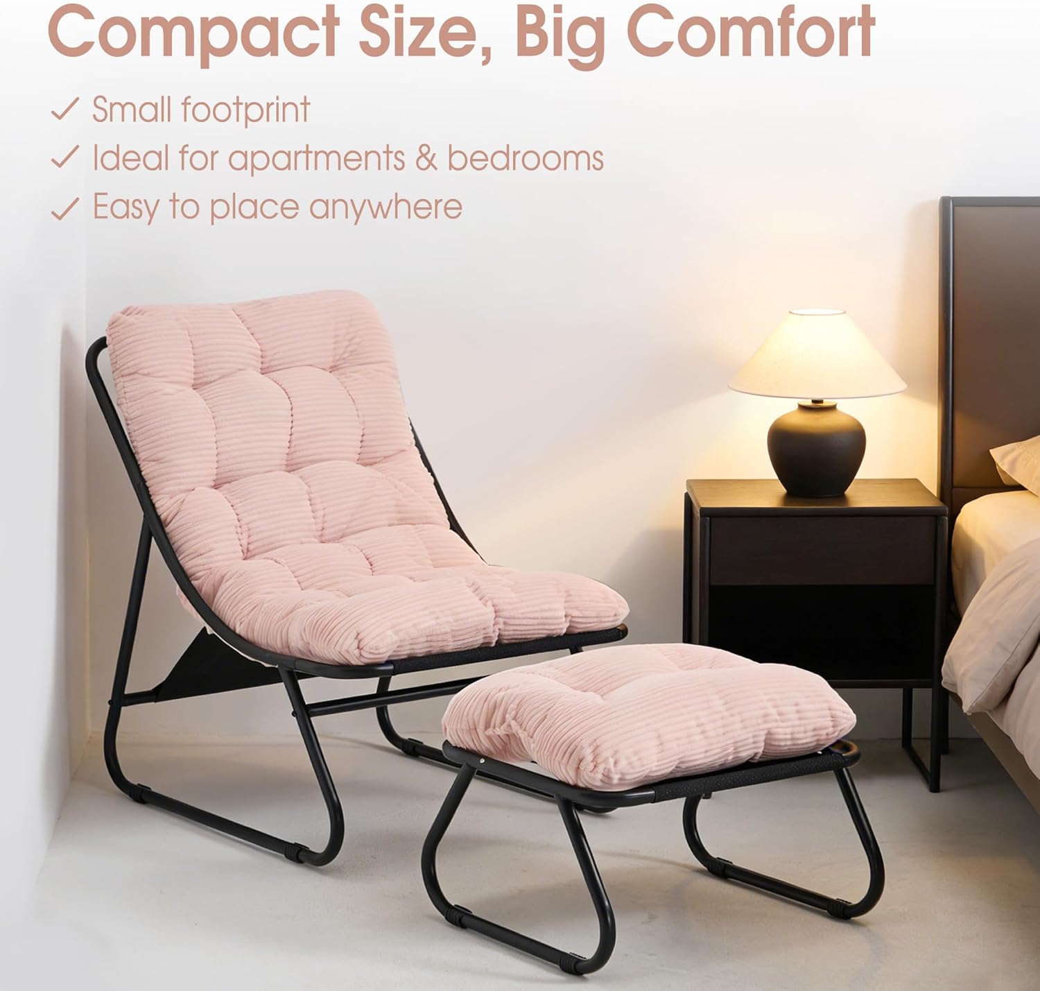 Fauteuil extérieur en acier avec coussin, pouf offert, chaise de jardin moderne pour terrasse et balcon - 4