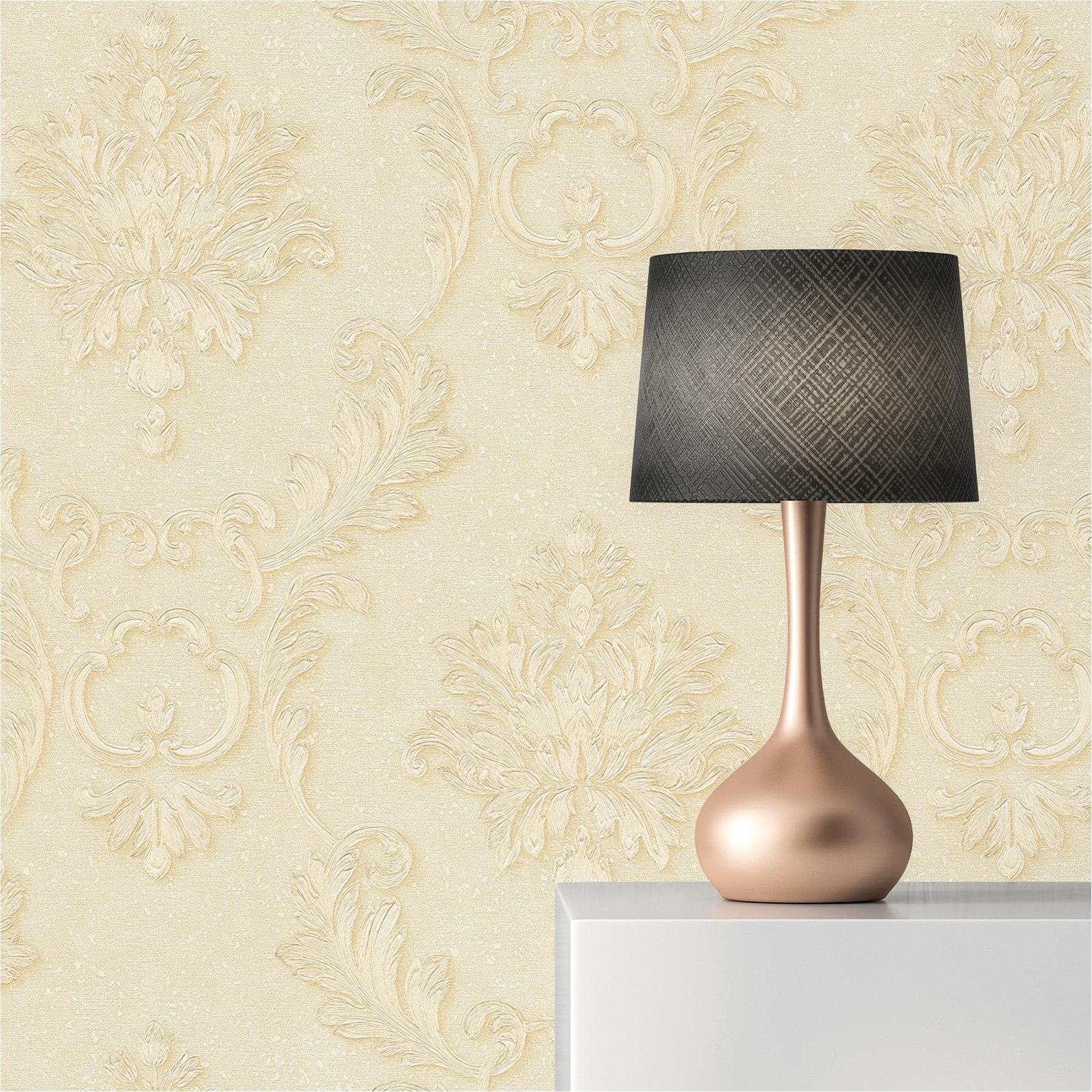 TADESSI 2484 Baroque Raffaele M1-No.2484 Papier peint non tissé Doré/noir Ornement classique Motif fleurs