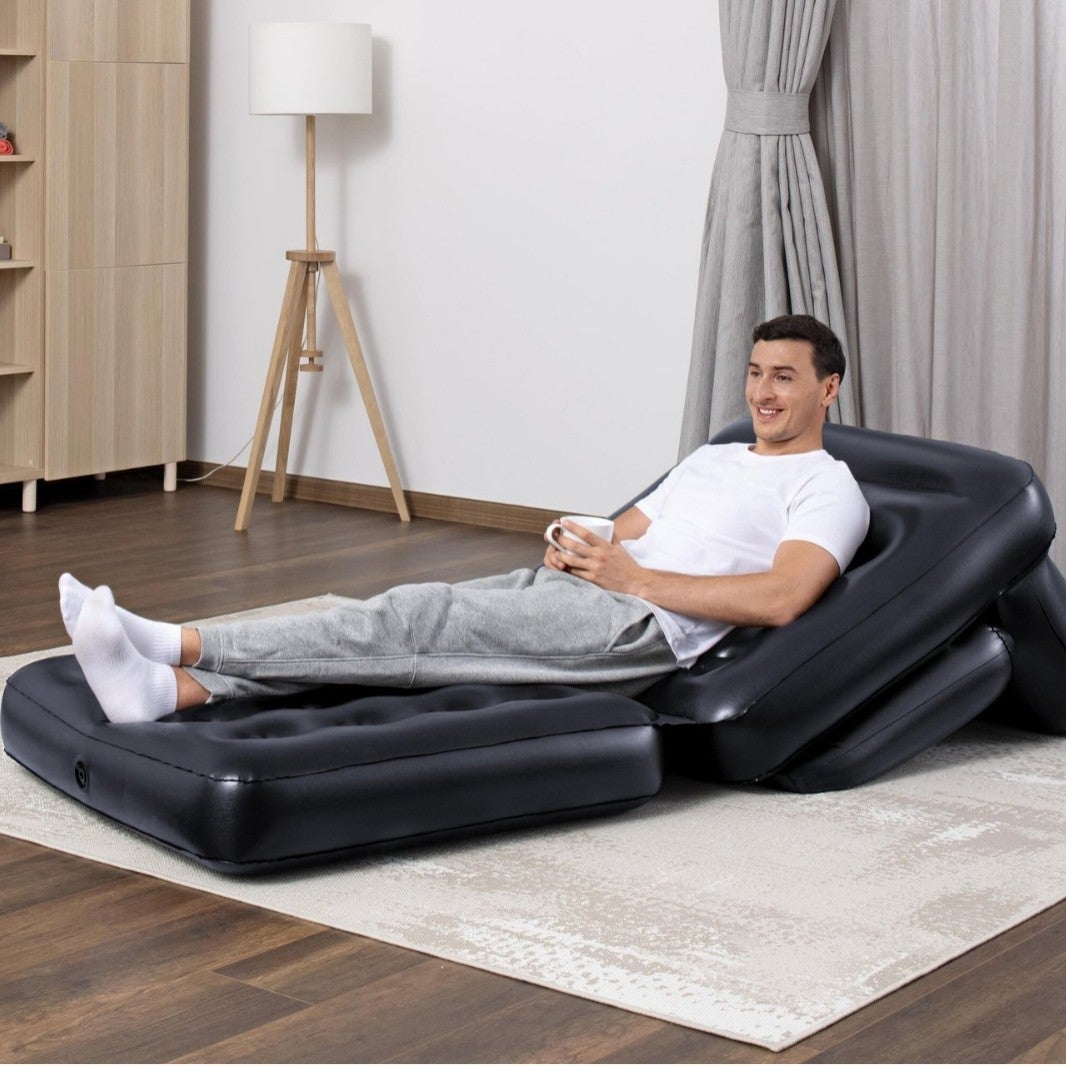 Matelas De Canapé Gonflable Pour 2 Personnes Avec Pompe Gonflable Électrique,Pliable,5 Façons D'utiliser,Adapté Pour Le Salon,Camping,Canapé - Lit - 4