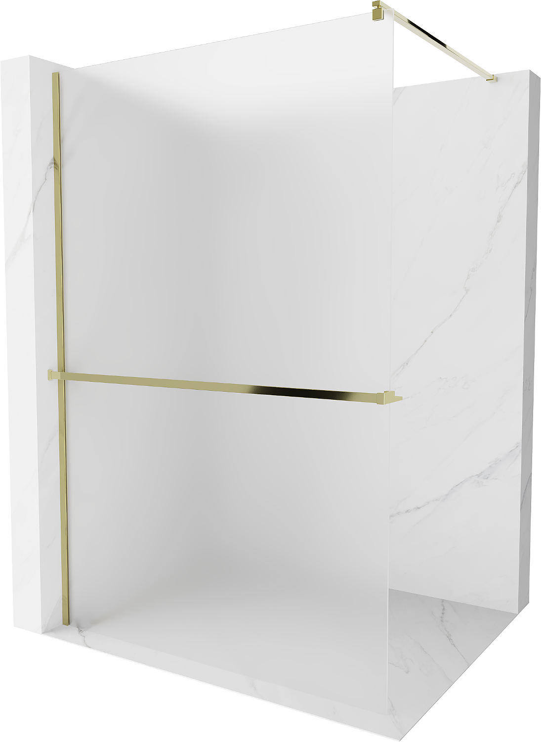 Mexen Kioto+ ścianka prysznicowa z półką Walk-in 100 x 200 cm, szron, złota - 800-100-121-50-30