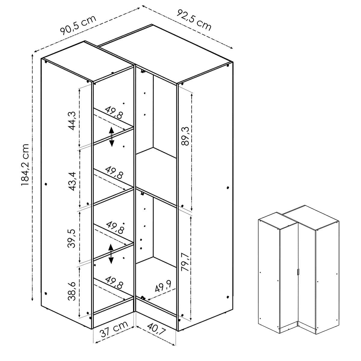 Armoire d'angle Essen naturel 91 x 93 x 184 cm - 5