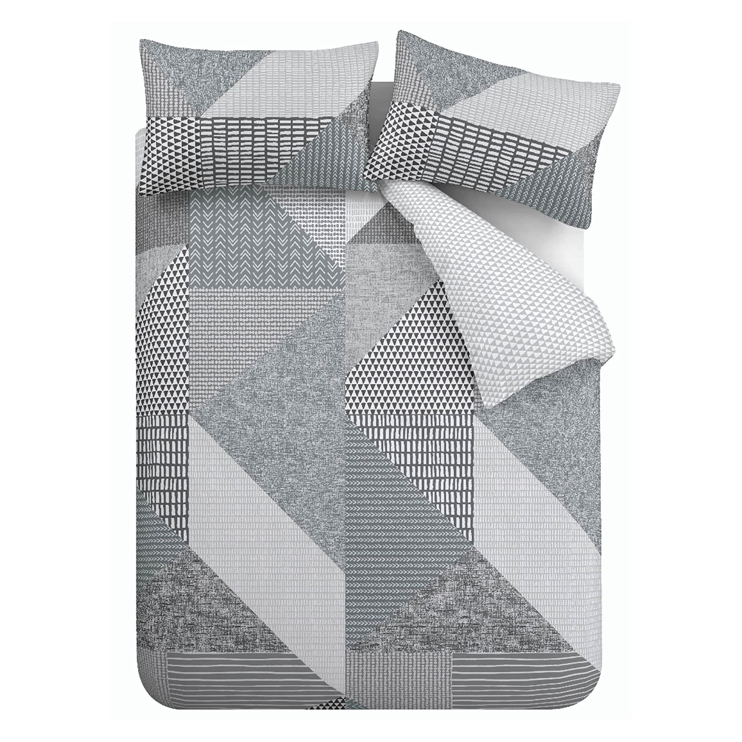 Catherine Lansfield Lucie - Set copripiumino reversibile con volant e federe, per letto king size, colore: bianco e blu | Leroy Merlin