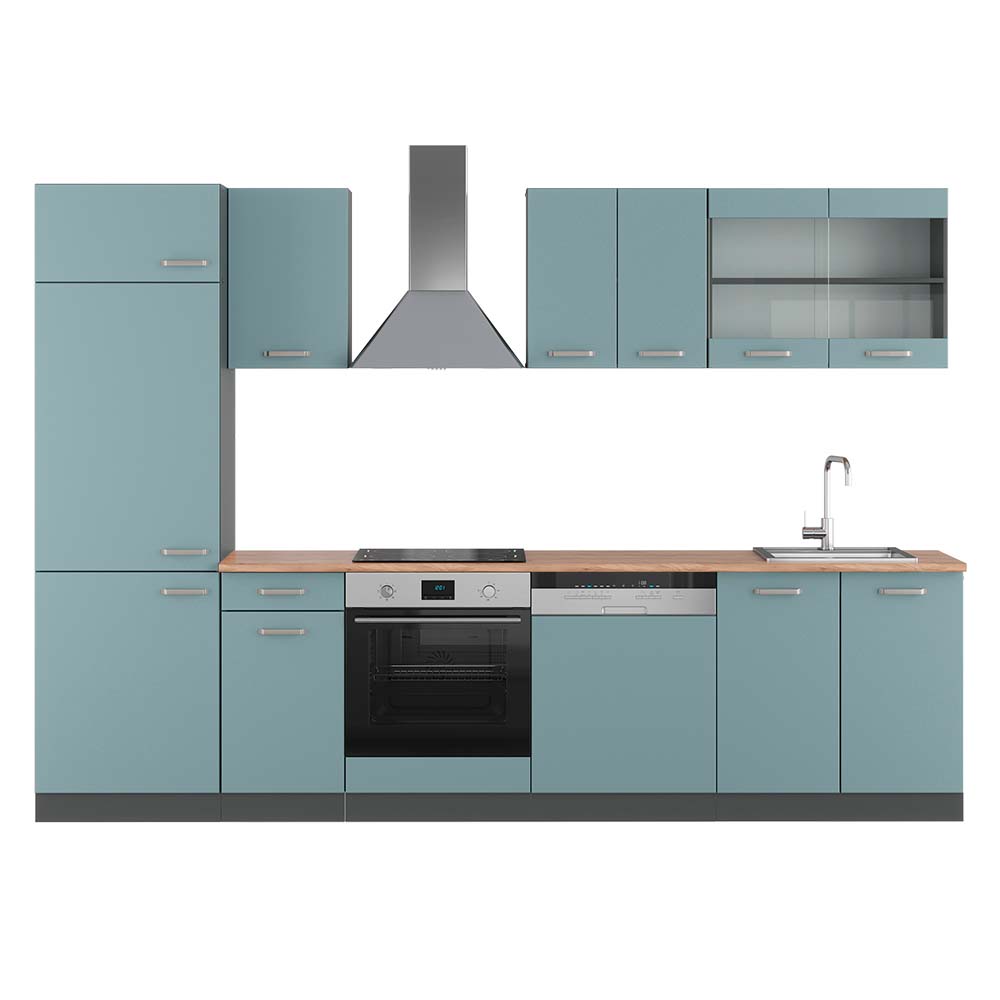 Vicco Aneks kuchenny R-Line, Niebiesko-szary/antracytowy, 300 cm , BP Dąb