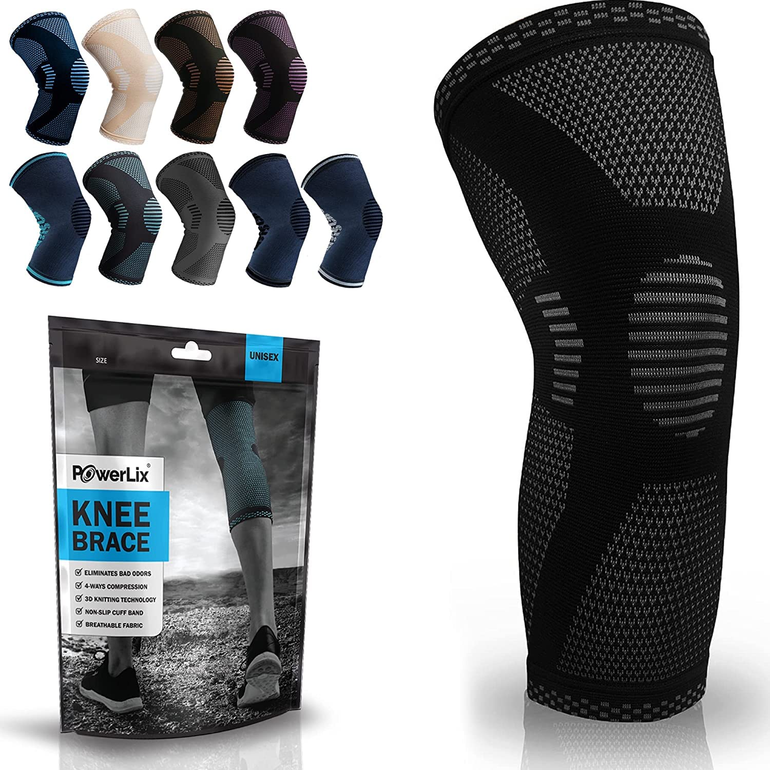 Kuangmi Ginocchiera A Compressione Per Sport – 1 Paio, Bianco, Taglie Dalla M Alla 5XL, Per Corsa, Ciclismo, Basket - 4