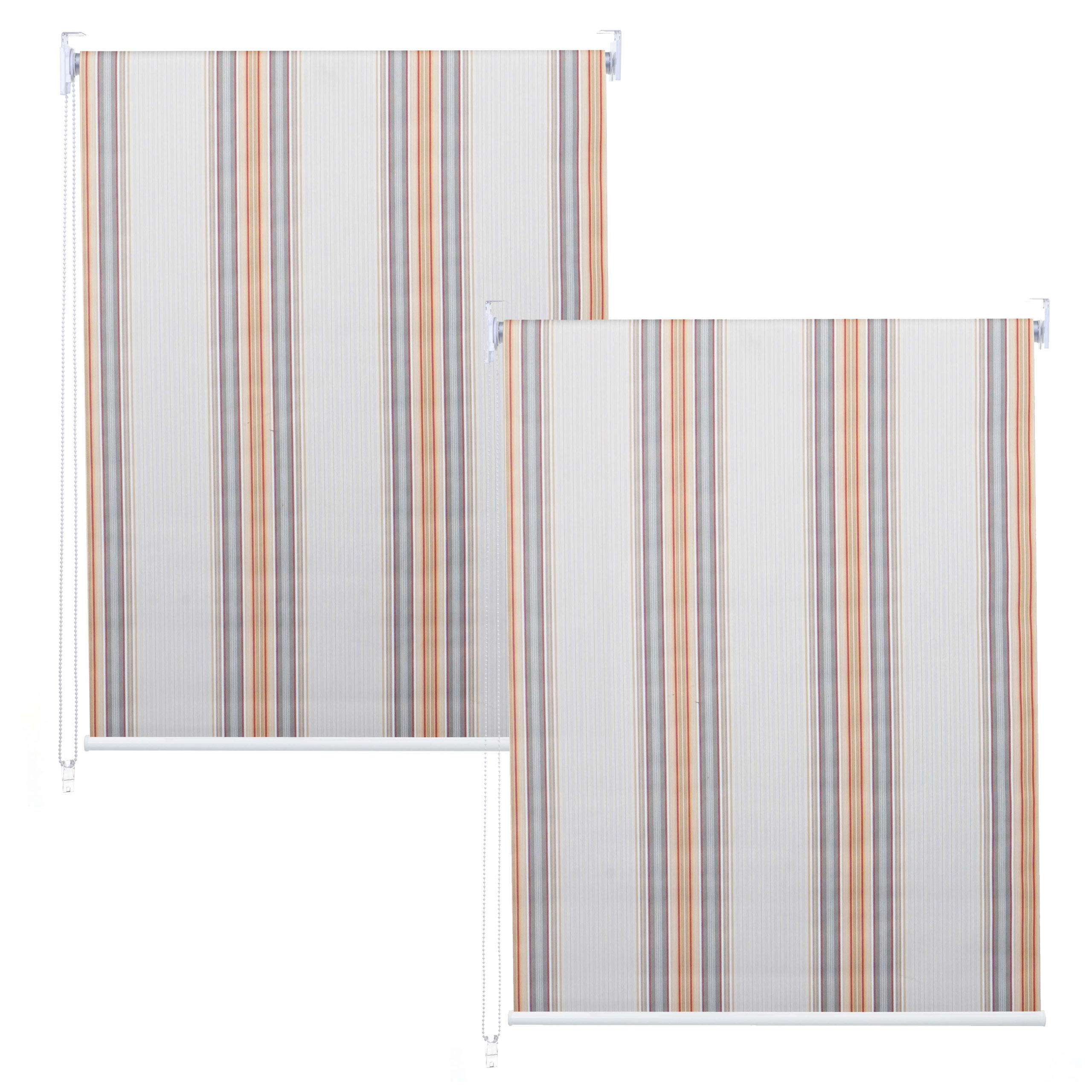 Lote de 2 estores enrollables hwc-d52, estor enrollable de ventana de tracción lateral, 120x230cm protección solar opaca ~ gris/marrón/naranja