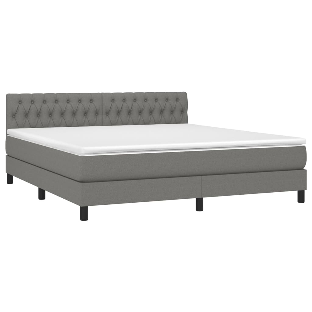 Maison Exclusive - Sommier à lattes de lit et matelas et LED Gris foncé 180x200 cm - 3