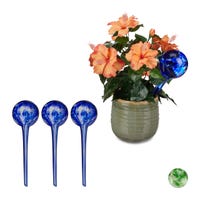Relaxdays Globes Arrosage Lot De 2 - Distributeur Eau Plantes Verre Vert 6cm