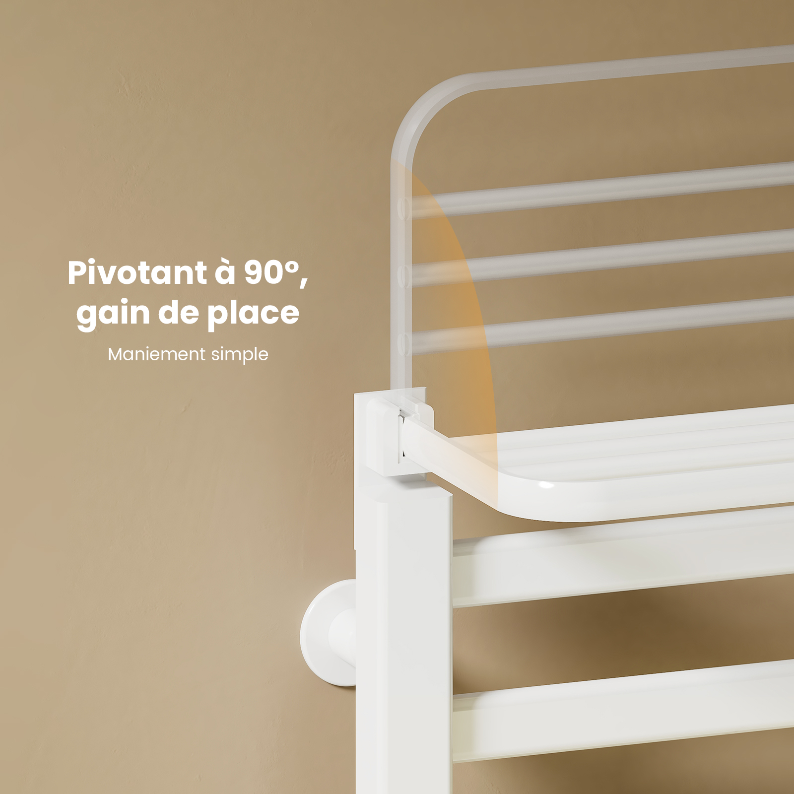 EMKE Sèche-Serviettes Électrique 500x500 mm, Chauffage Salle de Bain Intelligent à Température Constante, Chauffe-Serviettes Électrique 140W Blanc - 6