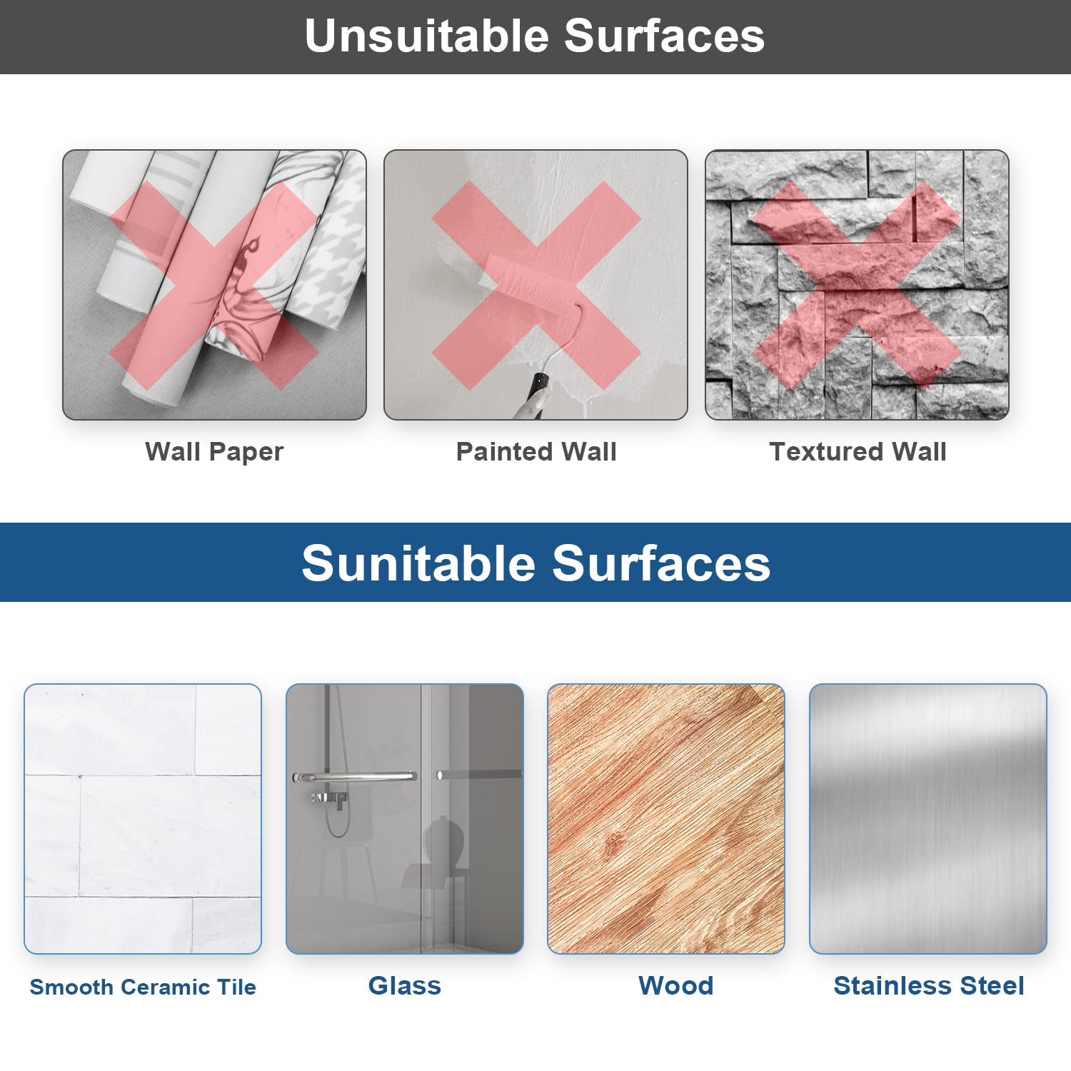 Porte-serviettes auto-adhésif en acier inoxydable, sans perçage, argent mat, porte-serviettes à deux bras, mural pour salle de bain - 7