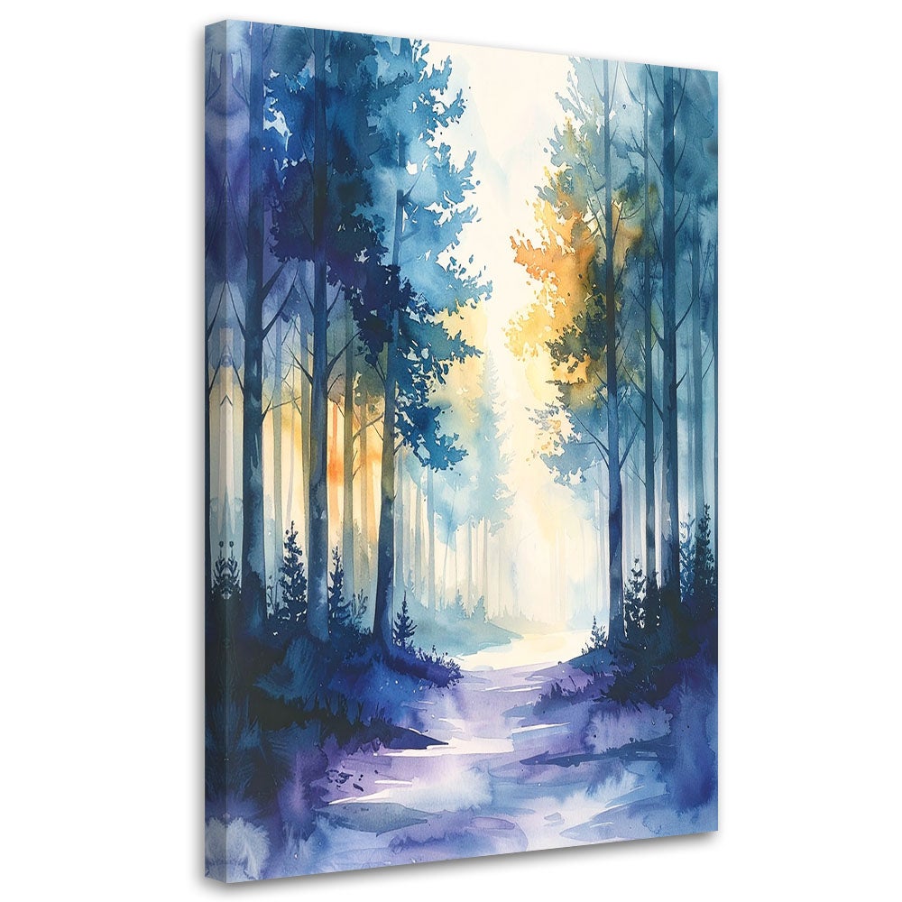 Obraz do salonu sypialni biura, Mglisty Las Akwarelowy Krajobraz Natury 40x60