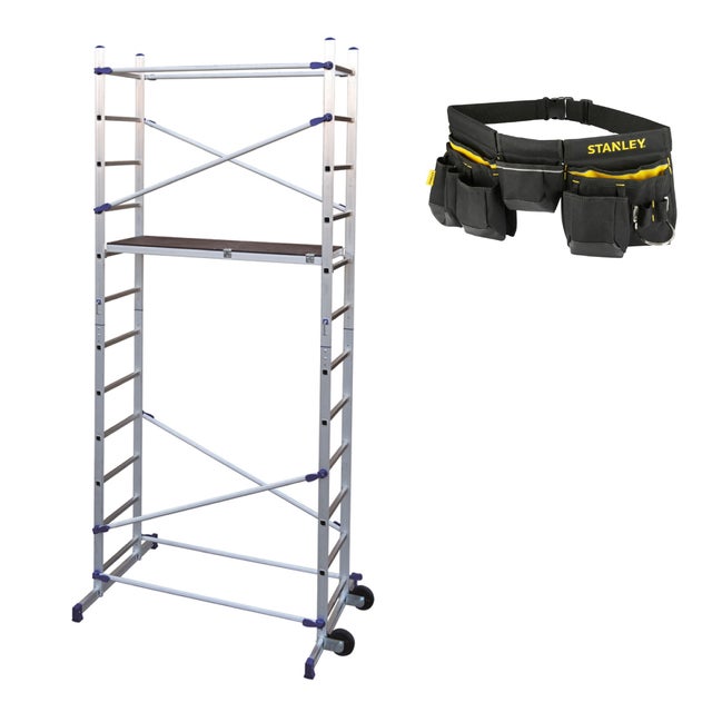 Echafaudage domestique : Hauteur de travail max 4.36m + Ceinture porte-outils - PN/CLI-CEINTURE