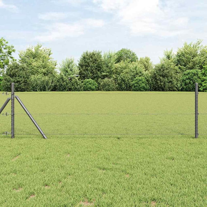 Ogrodzenie heksagonalne Szary 0.8 x 50 m Stal vidaXL