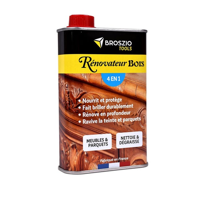 Rénovateur bois Broszio Tools 4 en 1 | Vernis bois 500 ml | Peinture bois extérieur intérieur | Ravive bois meuble parquet