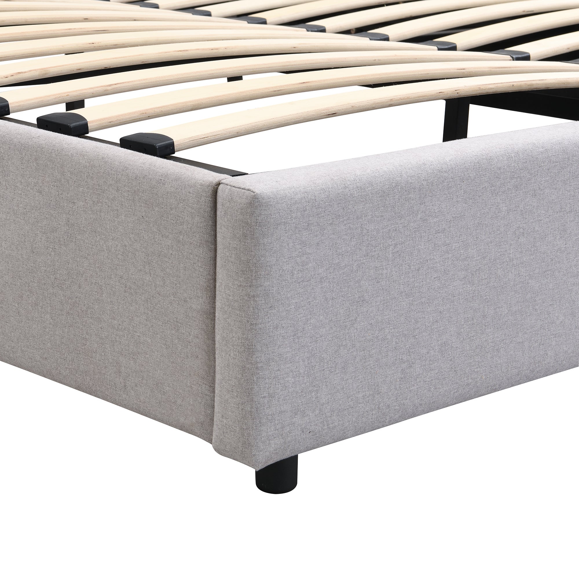 Cama contenedor de tela de lino 180x200 cm - con puerto USB, carga inalámbrica y LED - con somier - Gris - 8