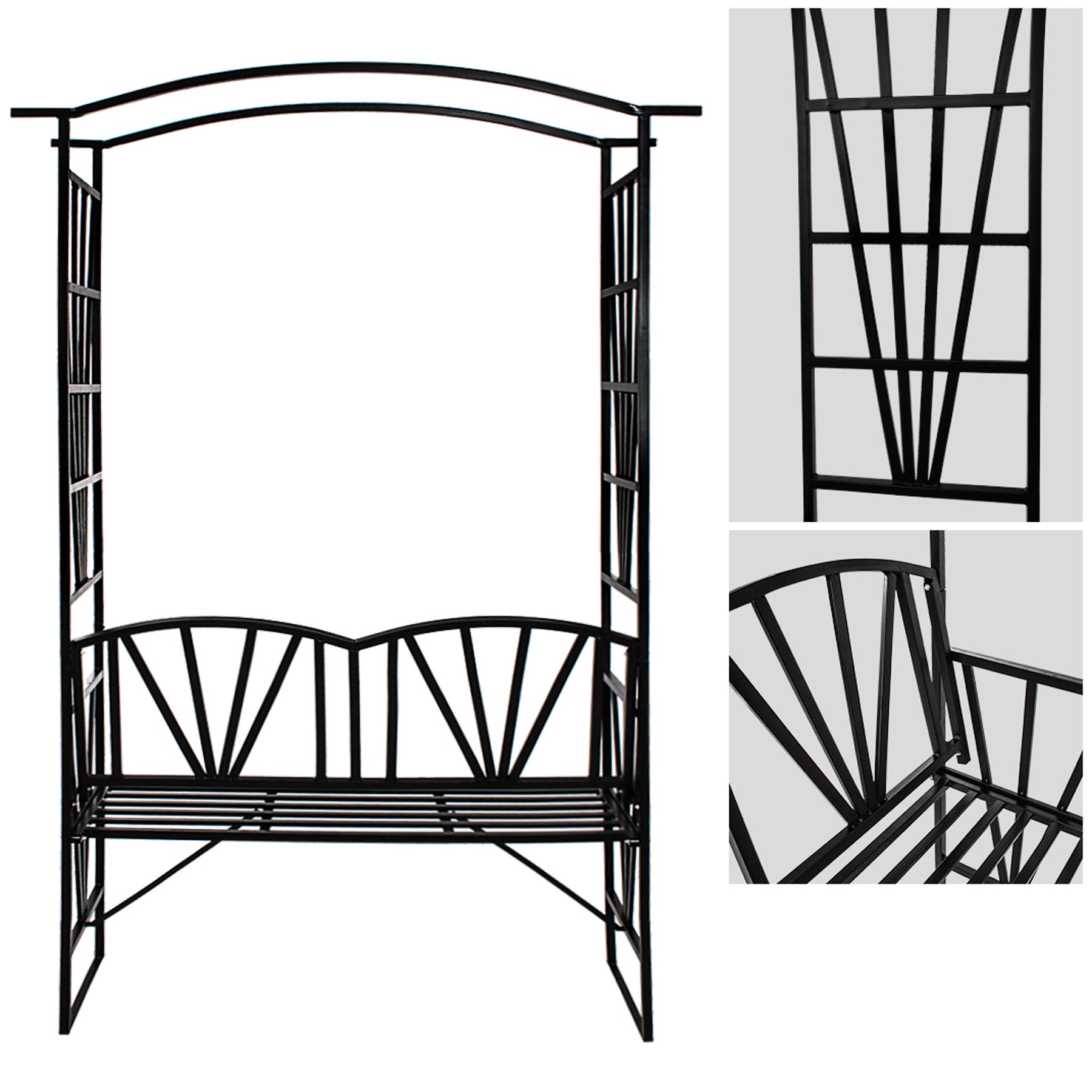 Arco per rose rampicanti con panchina in metallo 114 x 42 x 210 cm TECTAKE - 2