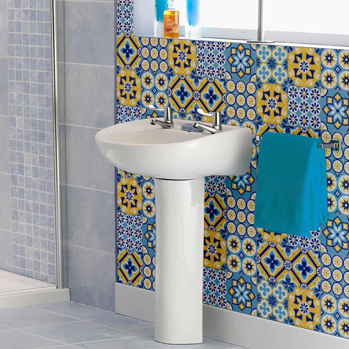 9 adesivi piastrelle di cemento azulejos india - Sticker adesivo - adesivi murali - 9stickers10x10cm - 3