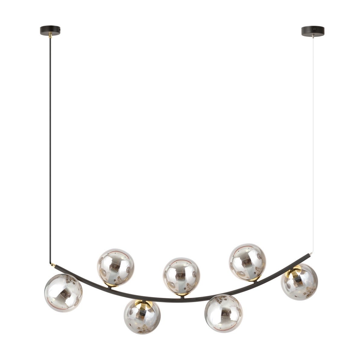 Lampa wisząca Ritz czarno-grafitowa 7xE14x10W wym: 100 x 90 x 30 cm szkło Emibig