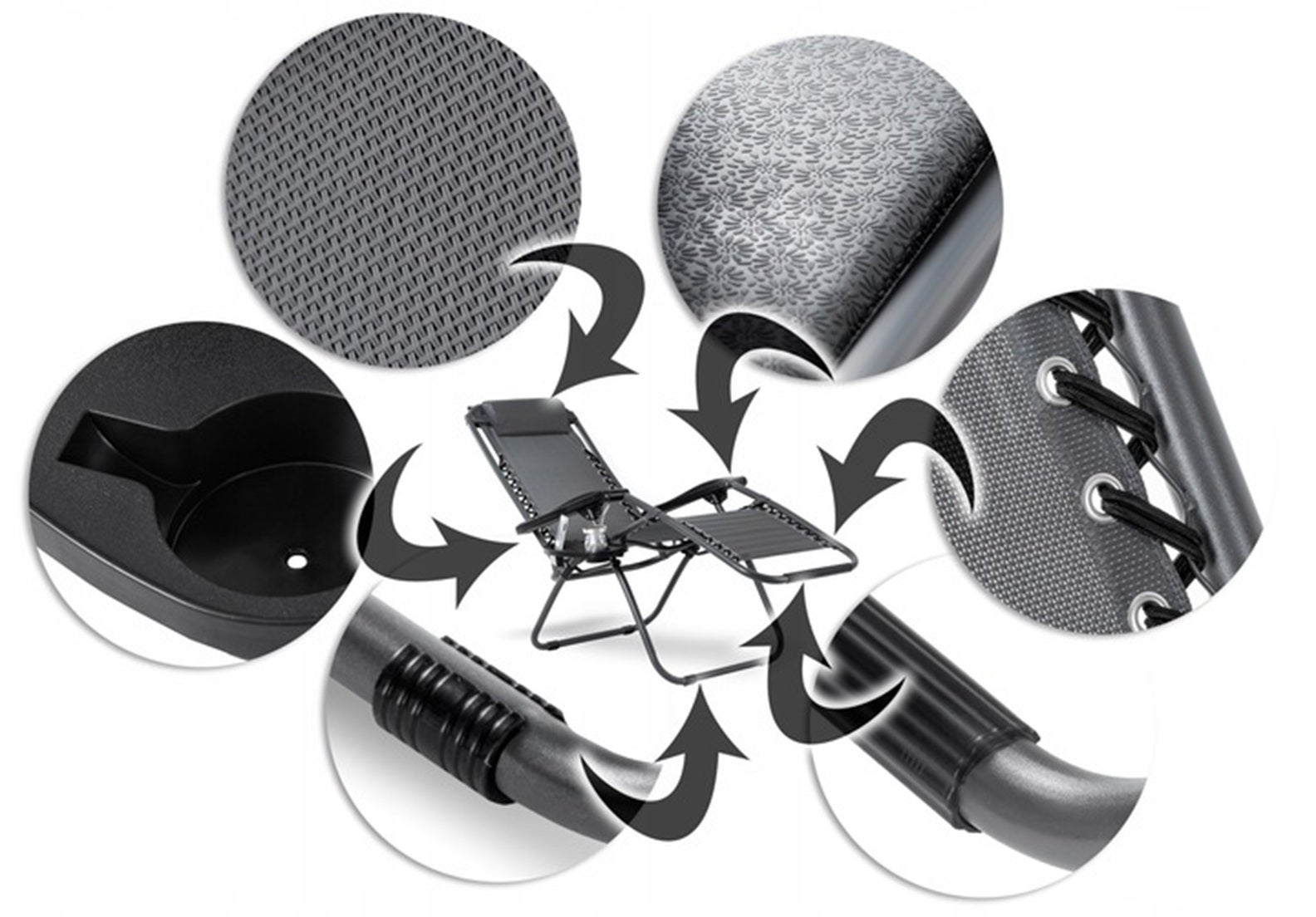 Leżak Plażowy Ogrodowy Składany Zero Gravity Antracyt - 3