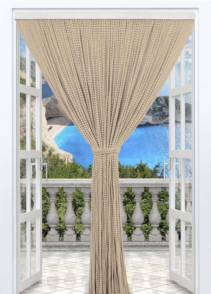 Tenda Antizanzare Per Porte Finestre - Pannello Con Fili A Pallini, Regolabile, Verde
