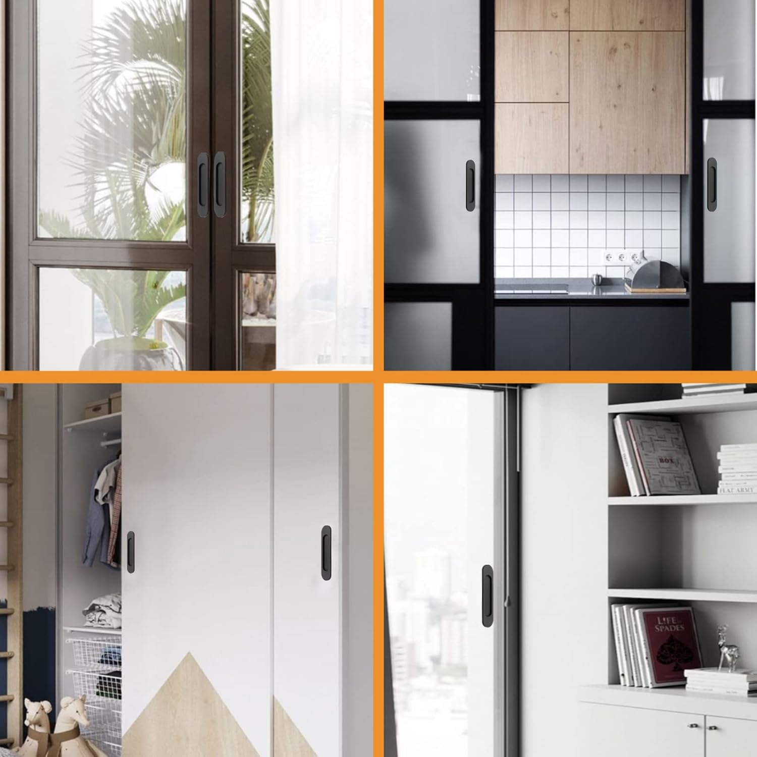 Lot de 2 poignées de porte coulissante 15 cm autocollantes sans trous adaptées aux portes coulissantes - 3