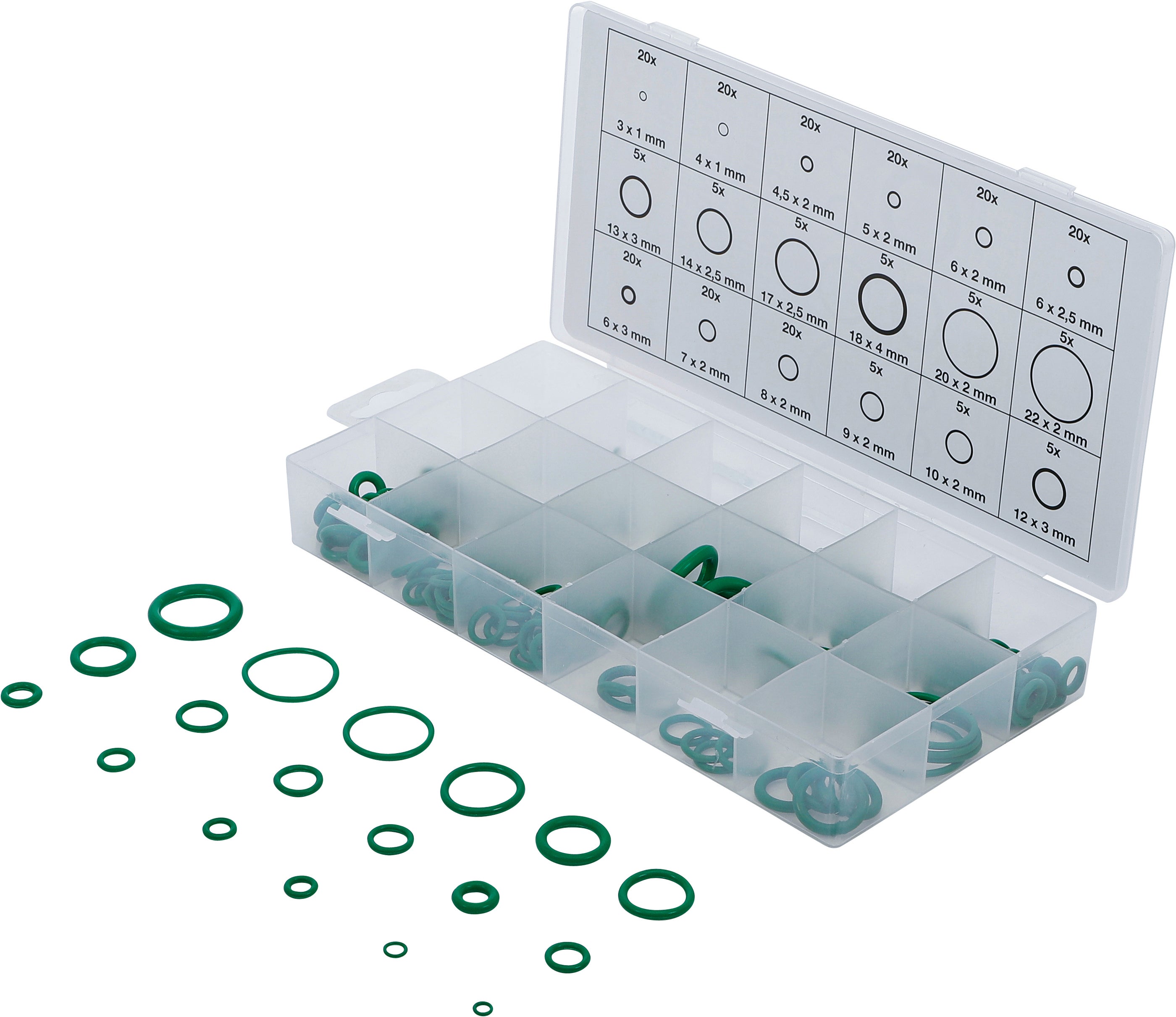 BGS Asortyment oringów HNBR Ø 3 - 22 mm 225 szt. - 8121