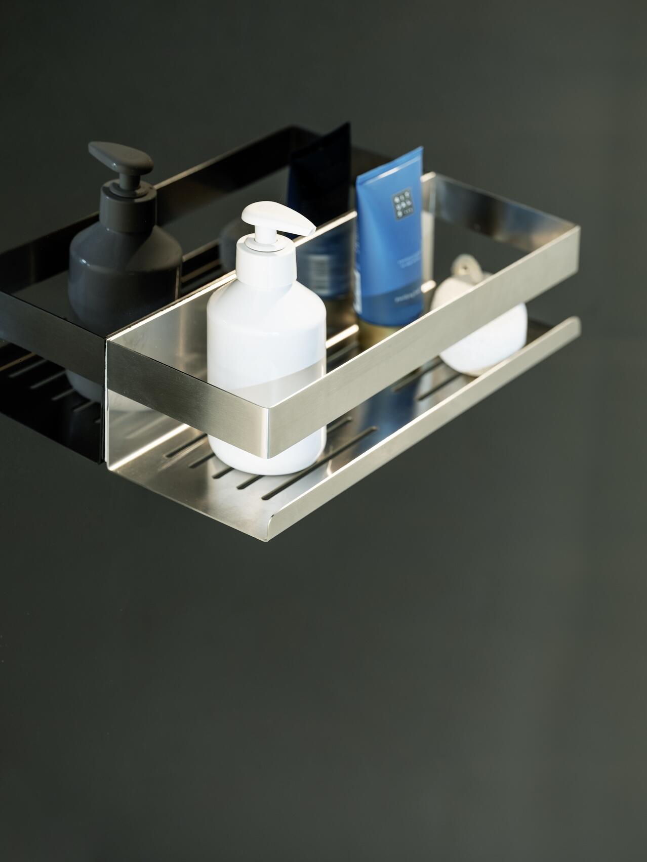 Étagère de salle de bain en acier argenté Orea 30x10.5x8cm - 5