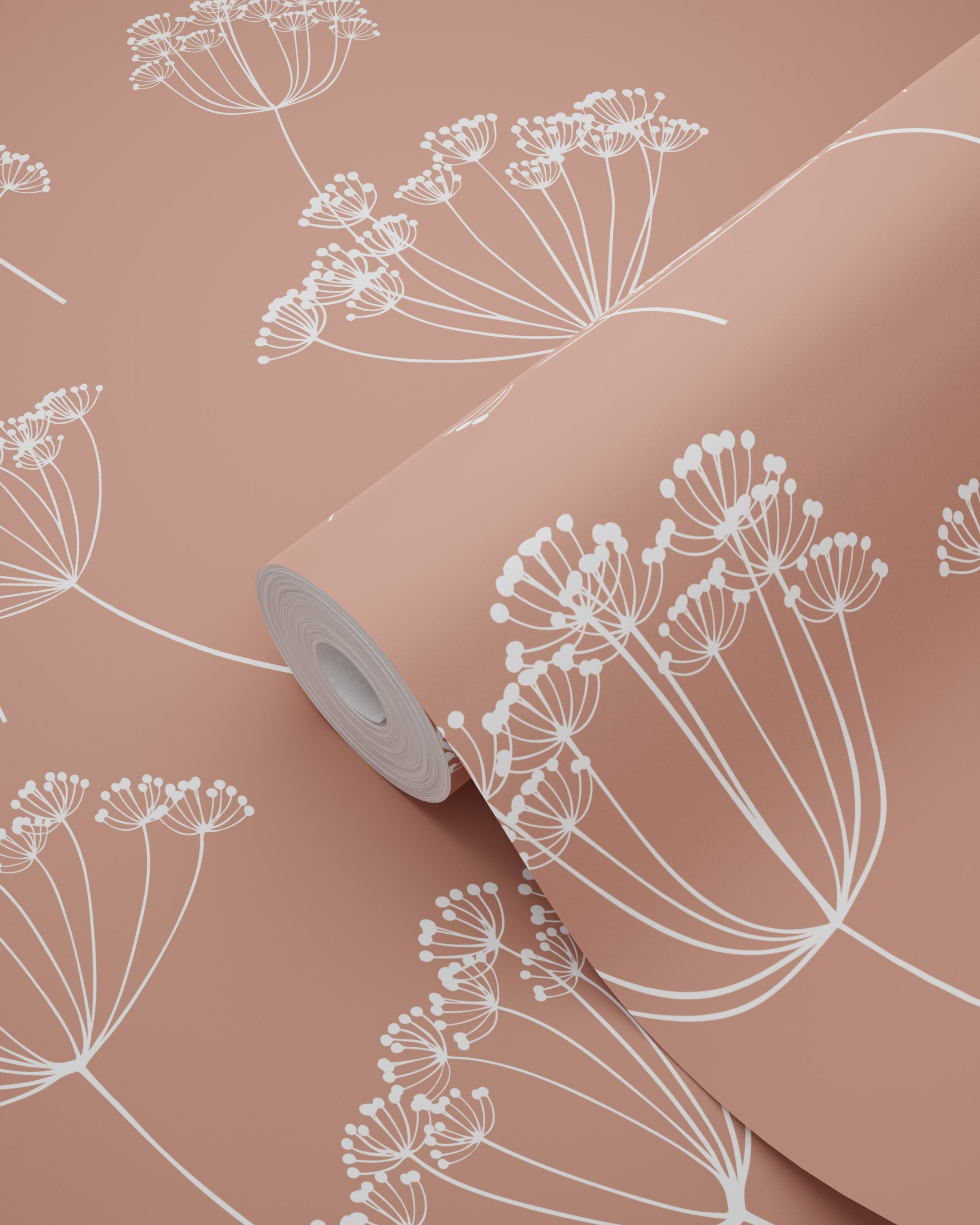 Papier peint ombelles terracotta et blanc - 53 cm x 10.05 m - ESTAhome - 8